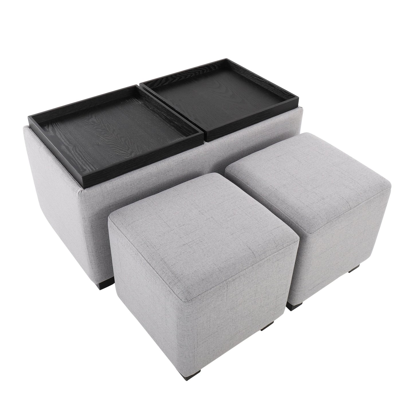 Marlo DLX Nesting 3-Piece Tray Ottoman Set