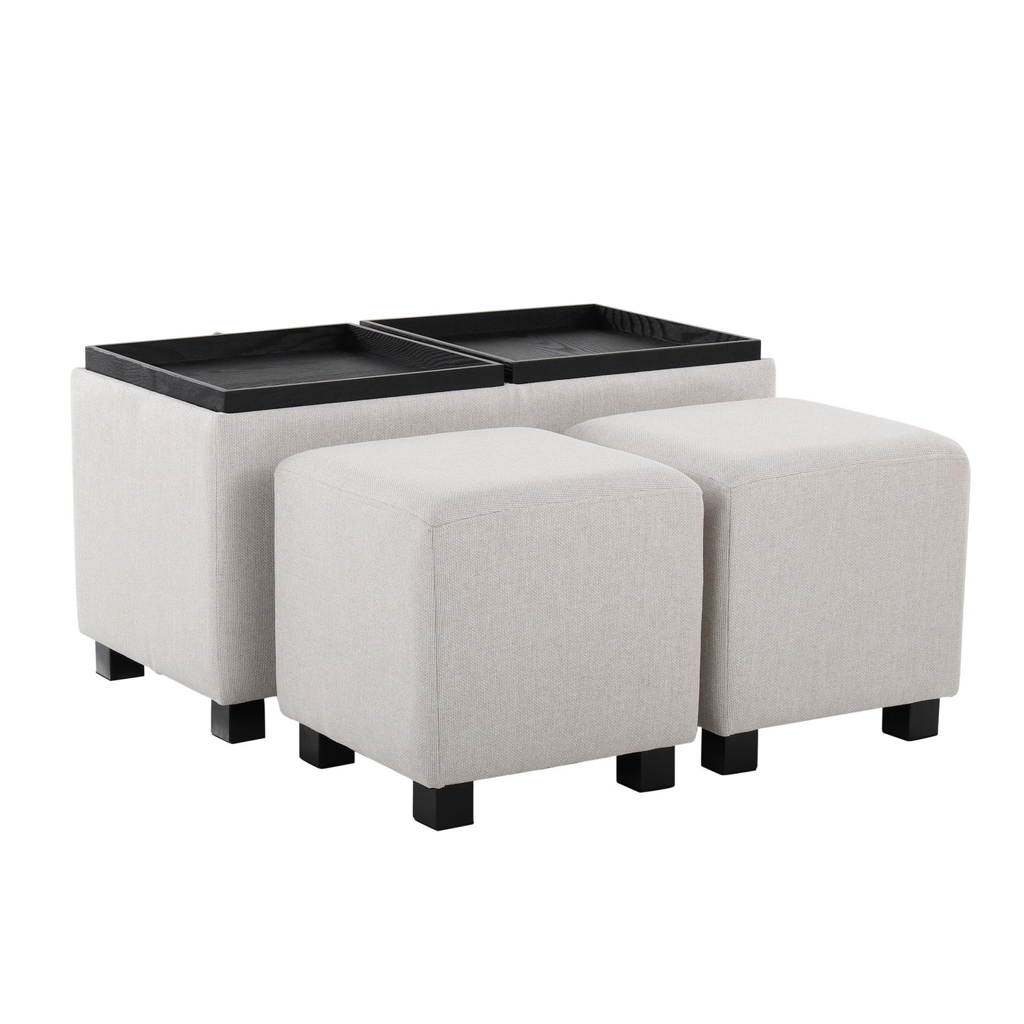 Marlo DLX Nesting 3-Piece Tray Ottoman Set