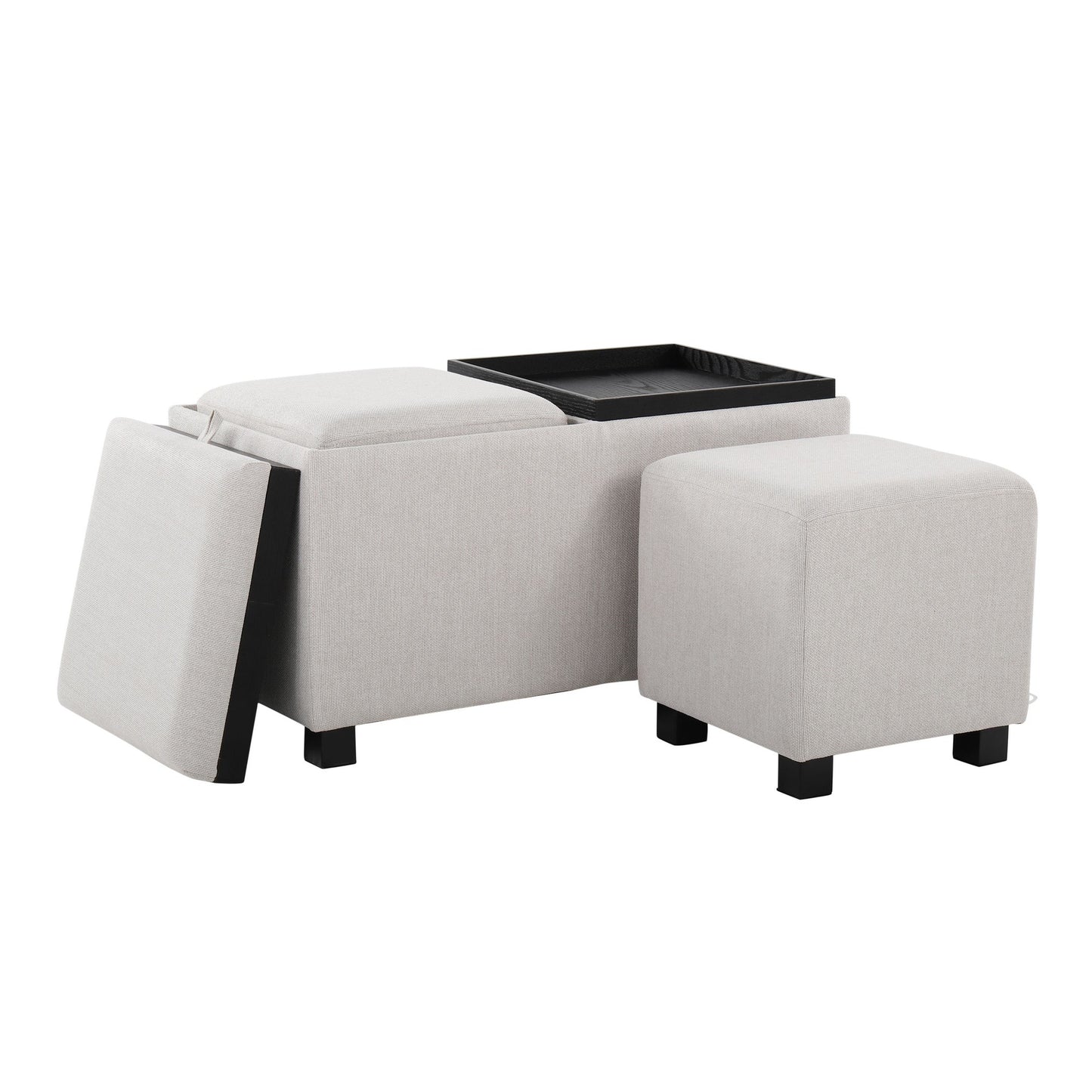 Marlo DLX Nesting 3-Piece Tray Ottoman Set