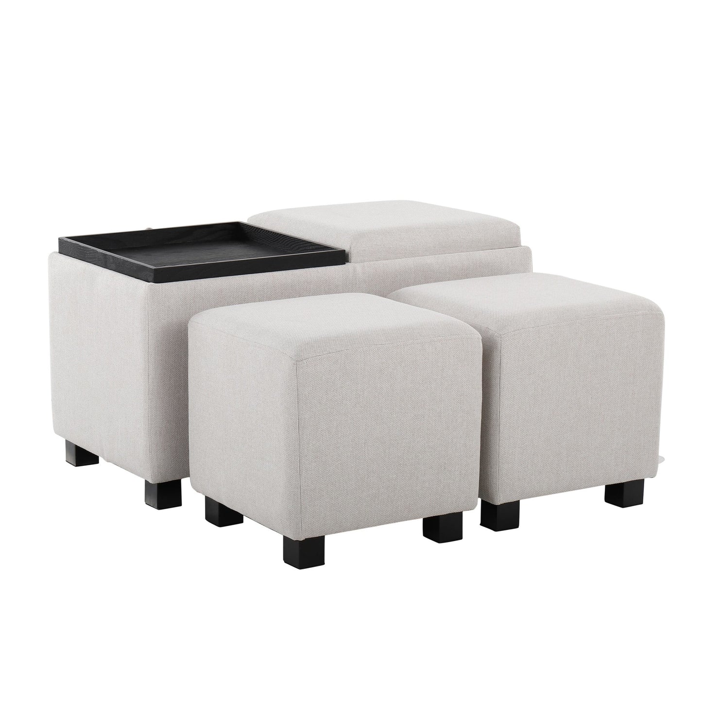 Marlo DLX Nesting 3-Piece Tray Ottoman Set