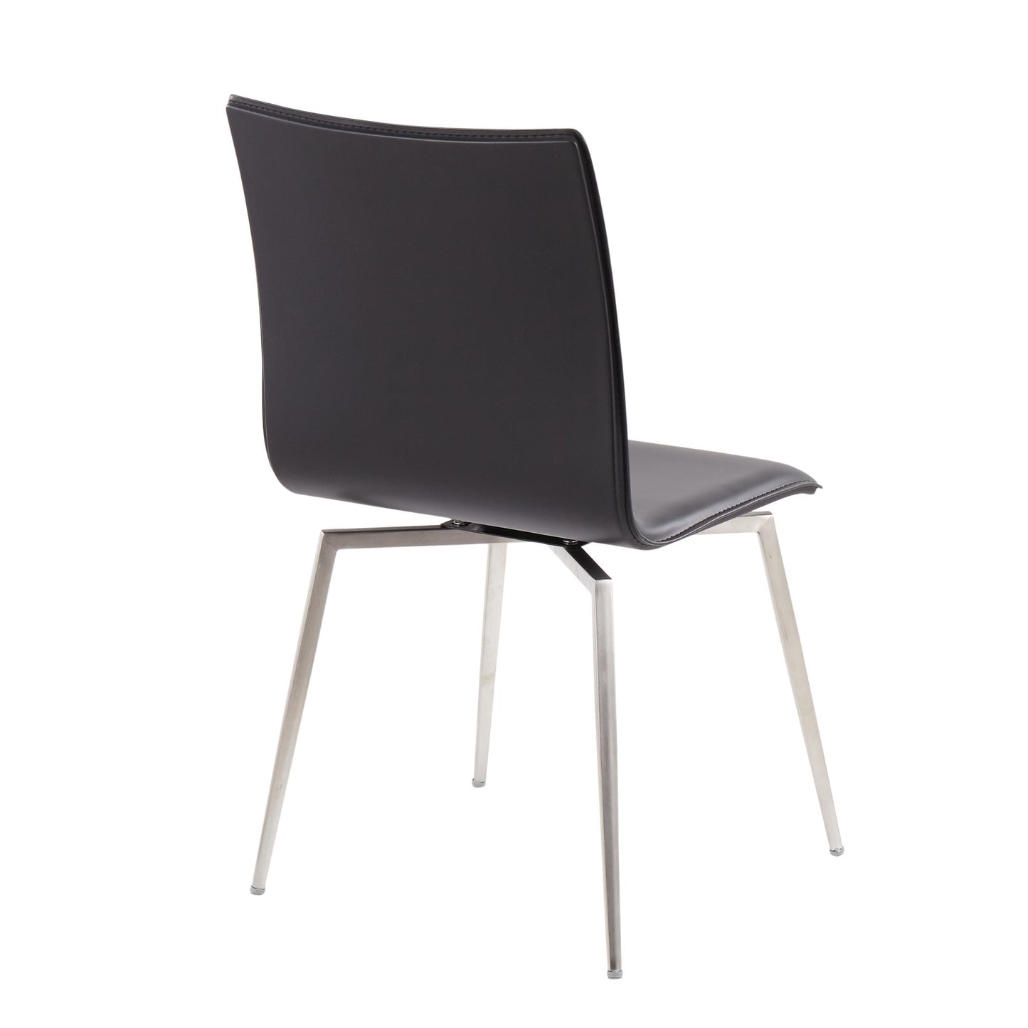 Majestic Office Furniture Contemporary Dining/Accent Chair with Swivel in Stainless Steel, Walnut Wood, and Cream Fabric - Set of 2