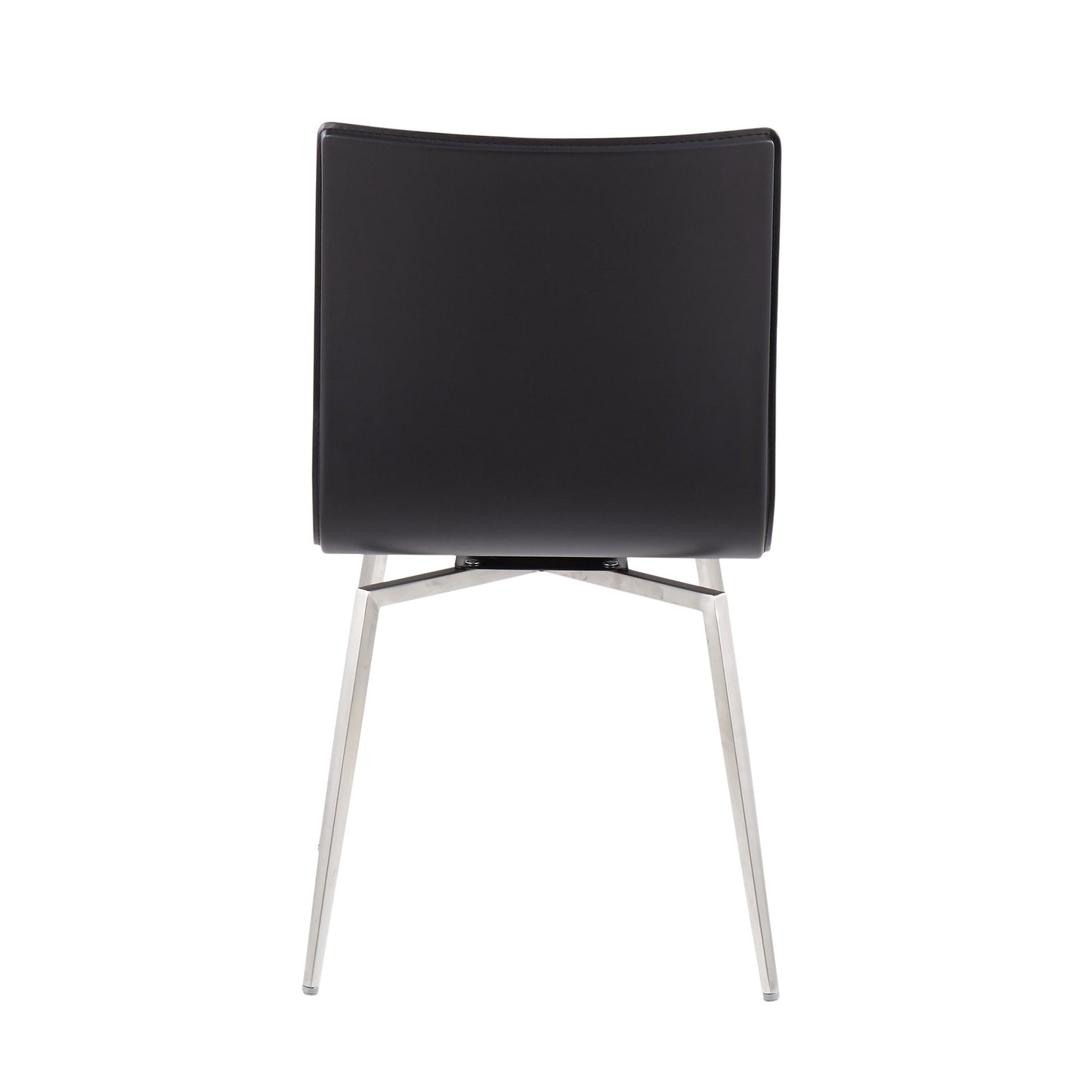 Majestic Office Furniture Contemporary Dining/Accent Chair with Swivel in Stainless Steel, Walnut Wood, and Cream Fabric - Set of 2