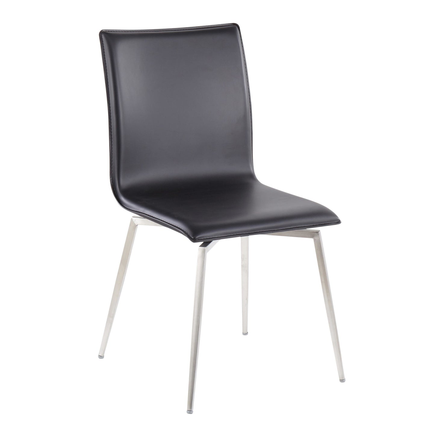 Majestic Office Furniture Contemporary Dining/Accent Chair with Swivel in Stainless Steel, Walnut Wood, and Cream Fabric - Set of 2