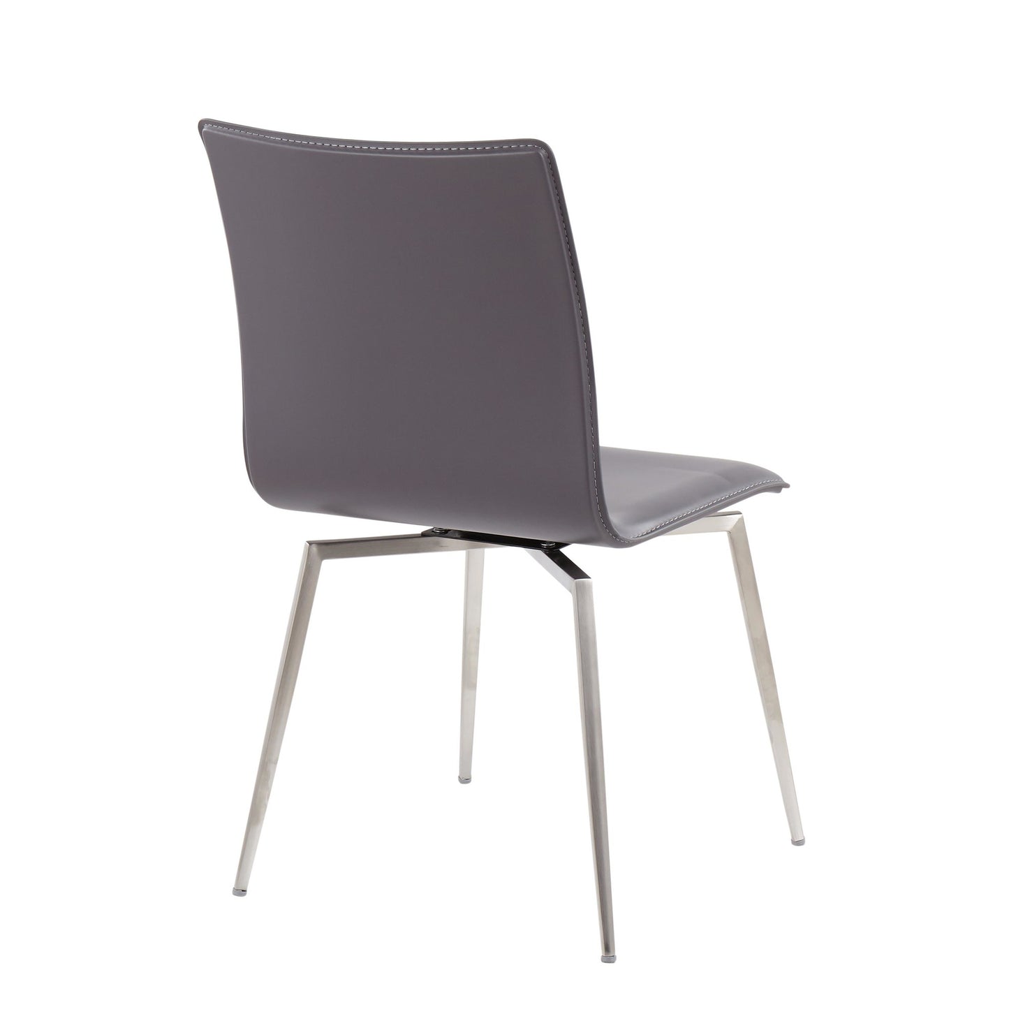Majestic Office Furniture Contemporary Dining/Accent Chair with Swivel in Stainless Steel, Walnut Wood, and Cream Fabric - Set of 2