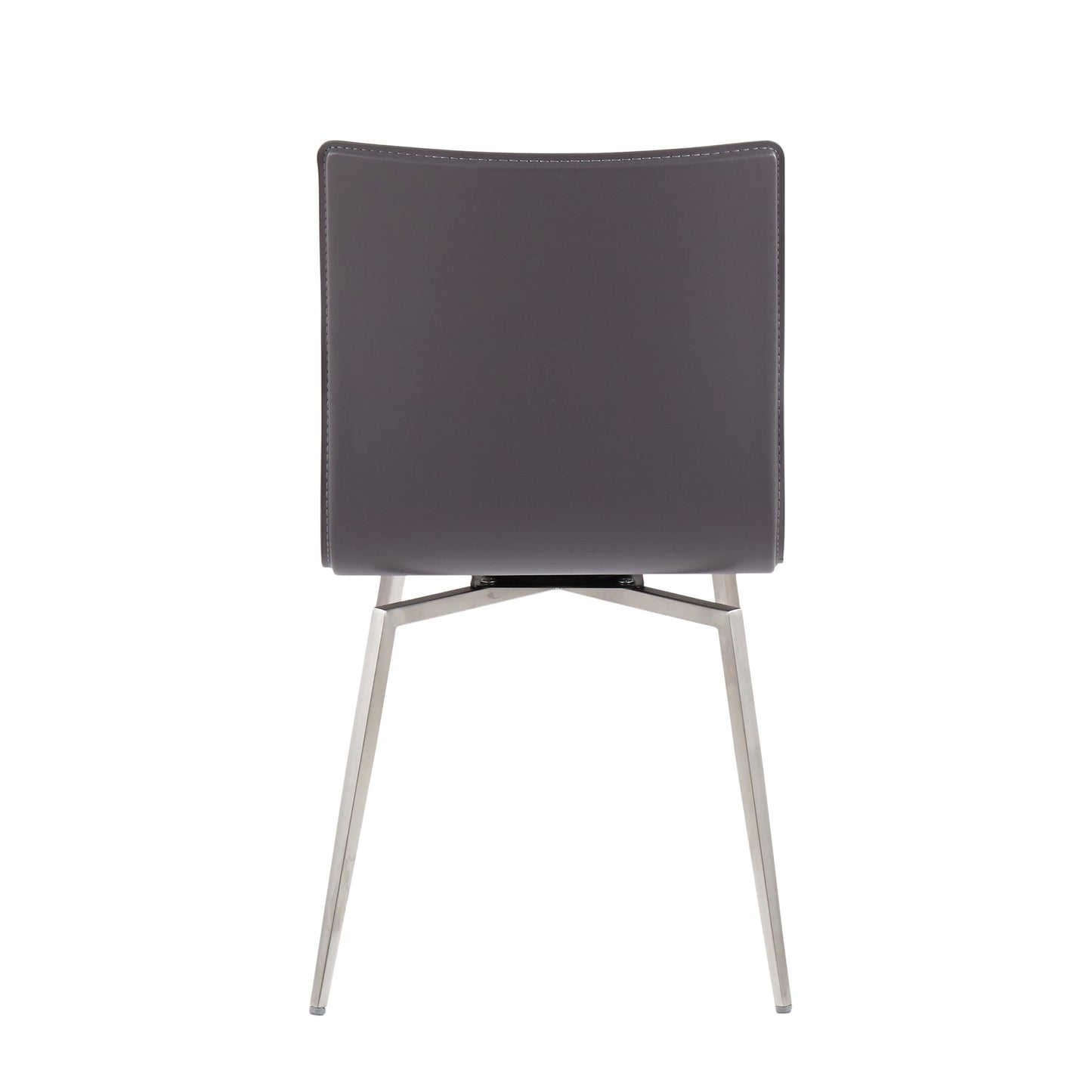 Majestic Office Furniture Contemporary Dining/Accent Chair with Swivel in Stainless Steel, Walnut Wood, and Cream Fabric - Set of 2