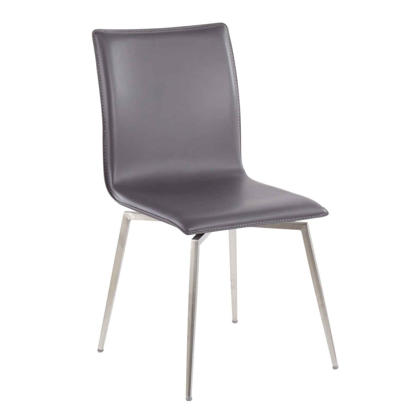Majestic Office Furniture Contemporary Dining/Accent Chair with Swivel in Stainless Steel, Walnut Wood, and Cream Fabric - Set of 2