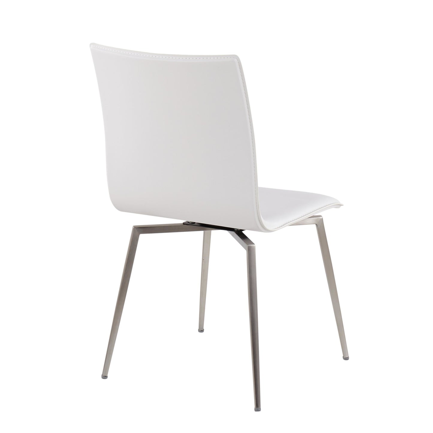 Majestic Office Furniture Contemporary Dining/Accent Chair with Swivel in Stainless Steel, Walnut Wood, and Cream Fabric - Set of 2
