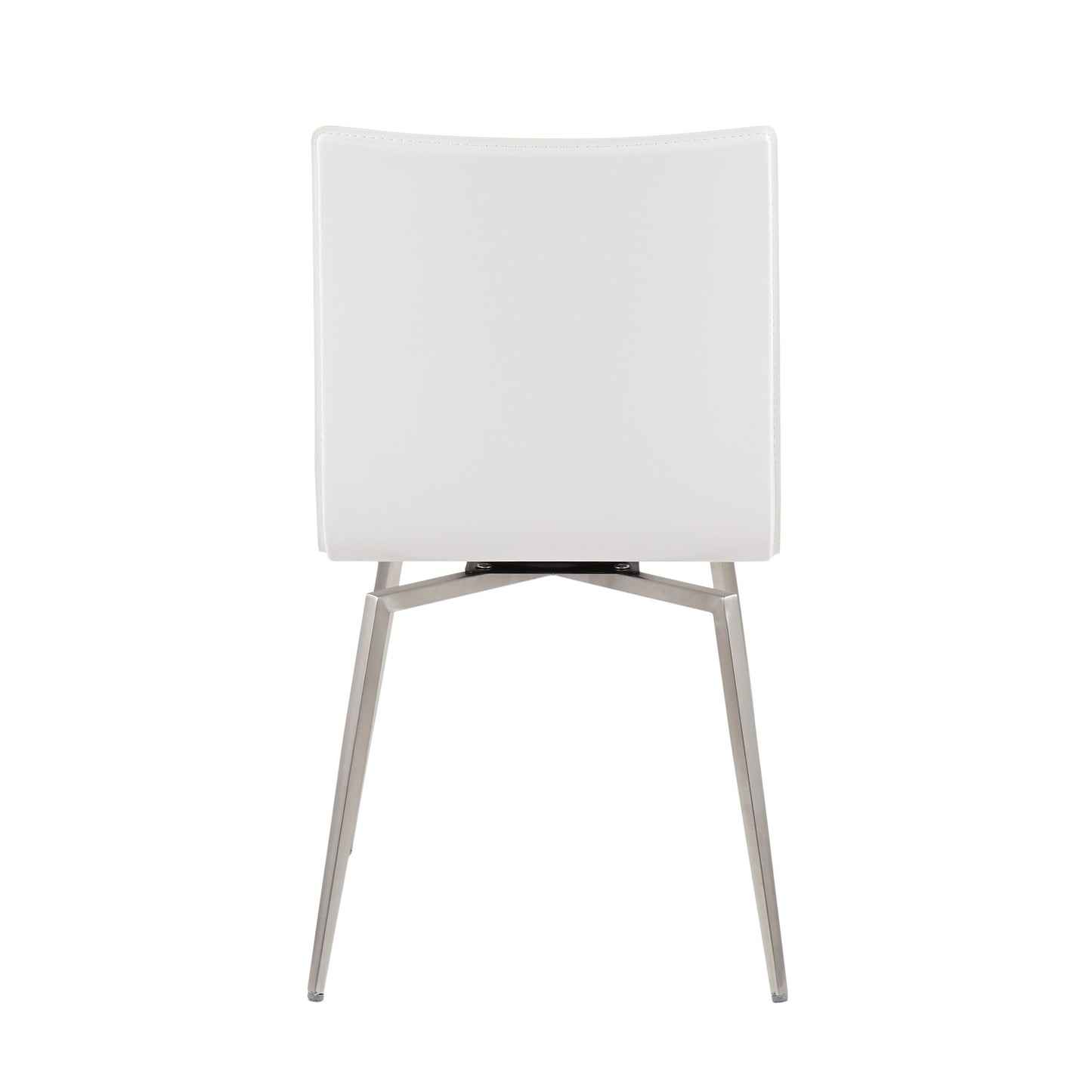Majestic Office Furniture Contemporary Dining/Accent Chair with Swivel in Stainless Steel, Walnut Wood, and Cream Fabric - Set of 2