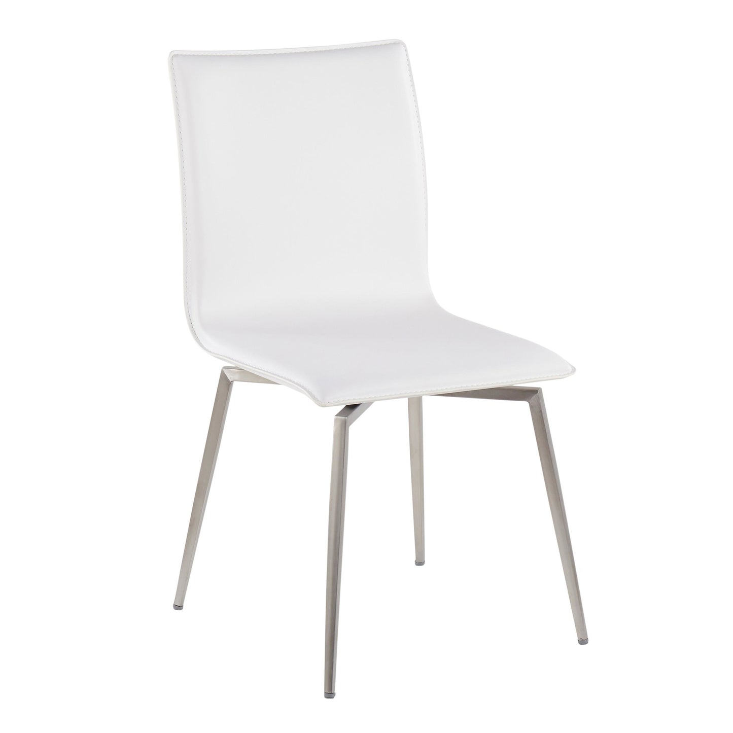 Majestic Office Furniture Contemporary Dining/Accent Chair with Swivel in Stainless Steel, Walnut Wood, and Cream Fabric - Set of 2