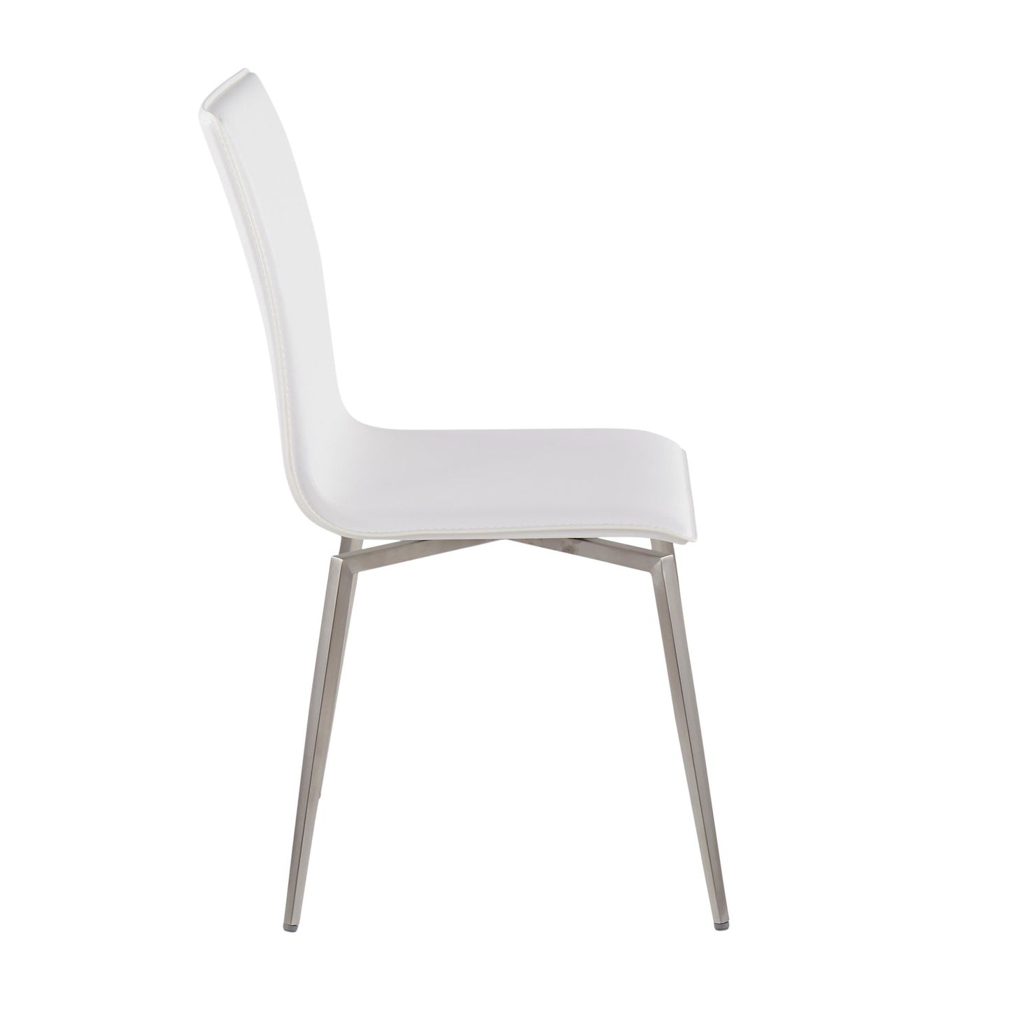 Majestic Office Furniture Contemporary Dining/Accent Chair with Swivel in Stainless Steel, Walnut Wood, and Cream Fabric - Set of 2