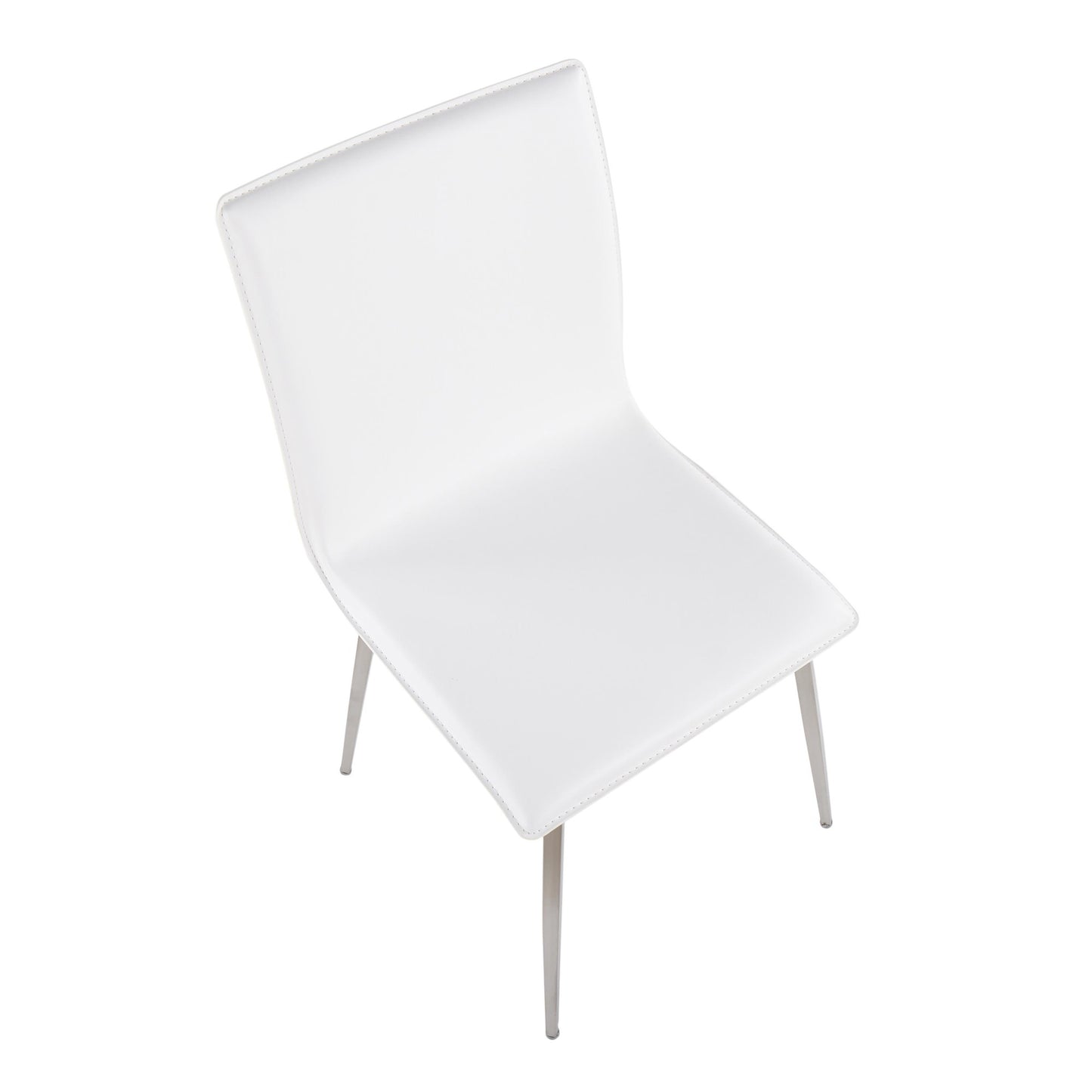 Majestic Office Furniture Contemporary Dining/Accent Chair with Swivel in Stainless Steel, Walnut Wood, and Cream Fabric - Set of 2