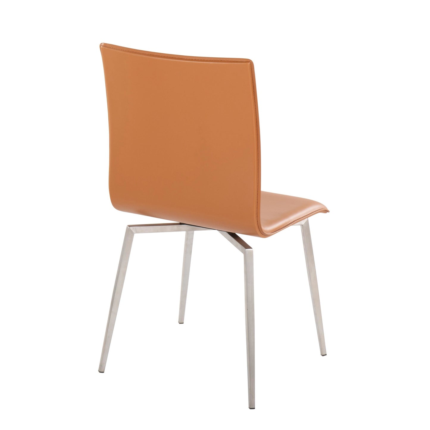 Majestic Office Furniture Contemporary Dining/Accent Chair with Swivel in Stainless Steel, Walnut Wood, and Cream Fabric - Set of 2