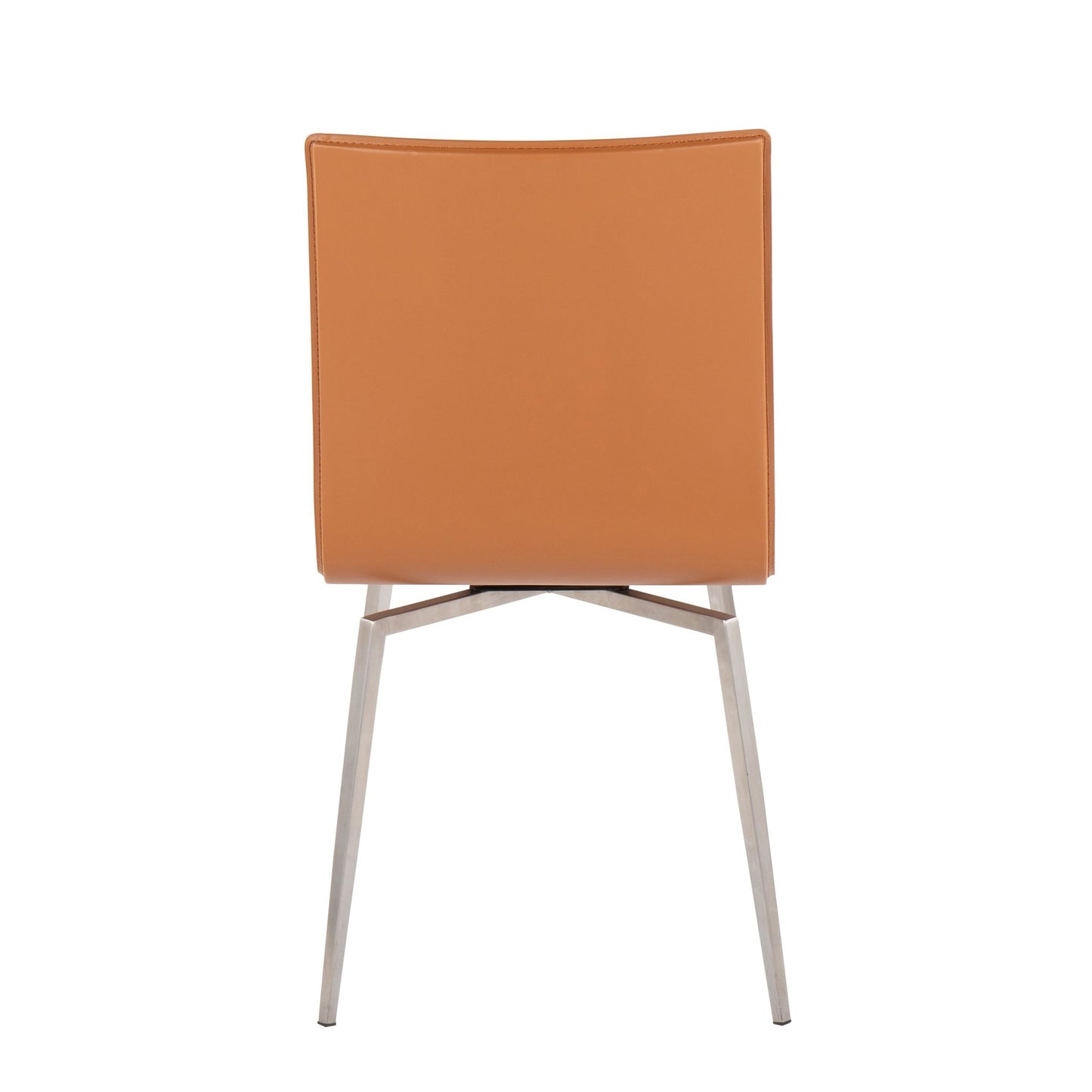 Majestic Office Furniture Contemporary Dining/Accent Chair with Swivel in Stainless Steel, Walnut Wood, and Cream Fabric - Set of 2