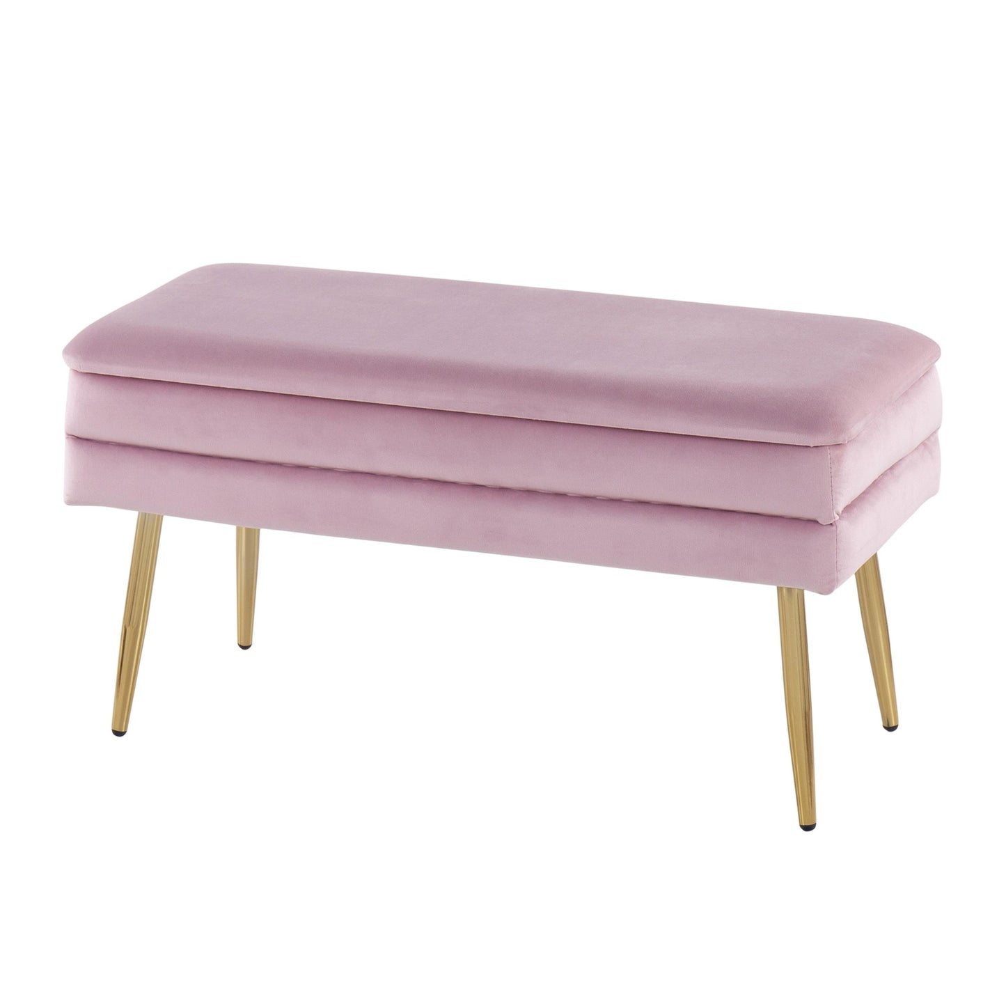 Majestic Office Furniture Contemporary/Glam Storage Bench in Gold Steel and Cream Velvet