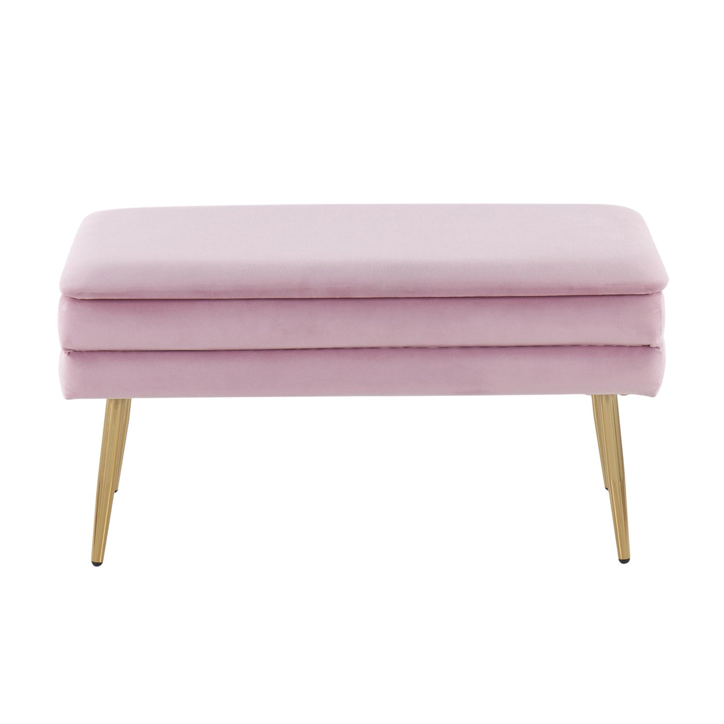 Majestic Office Furniture Contemporary/Glam Storage Bench in Gold Steel and Cream Velvet