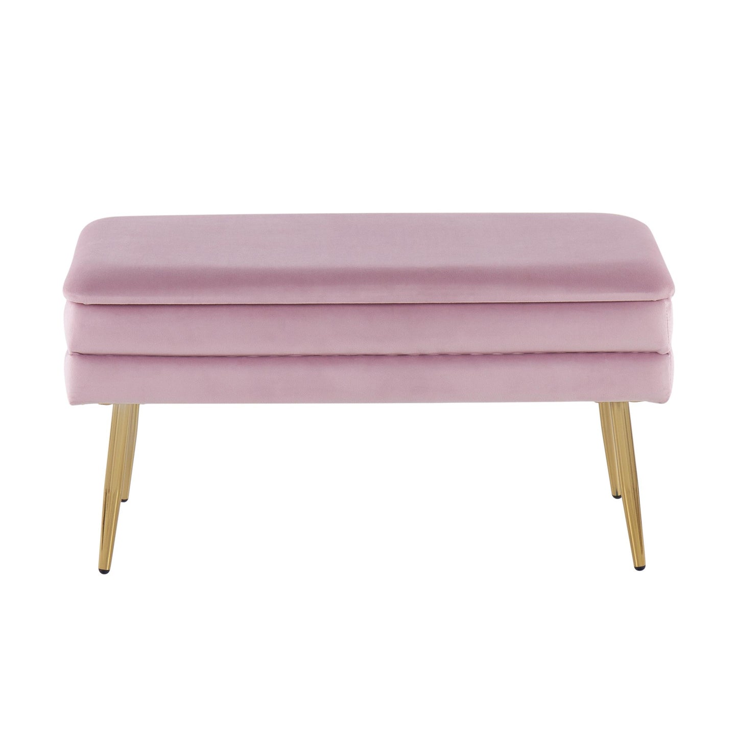 Majestic Office Furniture Contemporary/Glam Storage Bench in Gold Steel and Cream Velvet