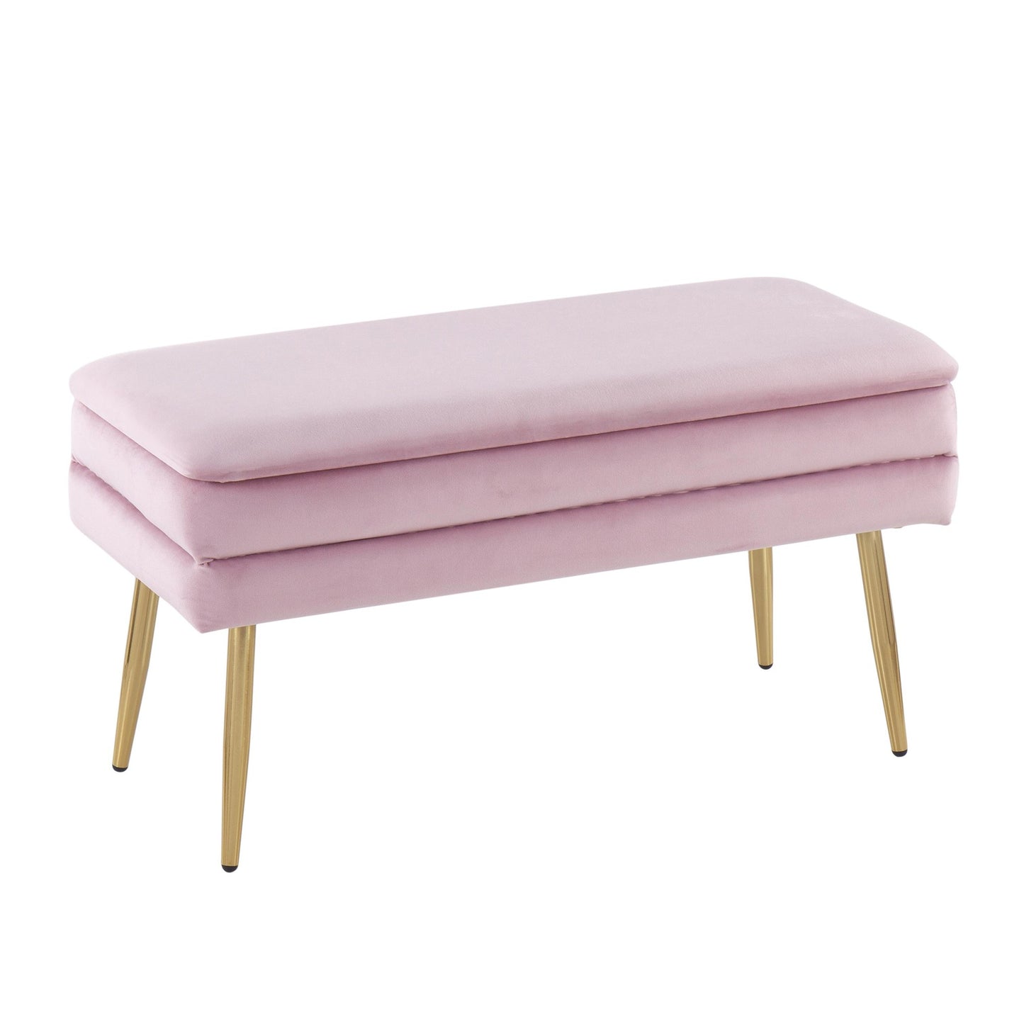 Majestic Office Furniture Contemporary/Glam Storage Bench in Gold Steel and Cream Velvet