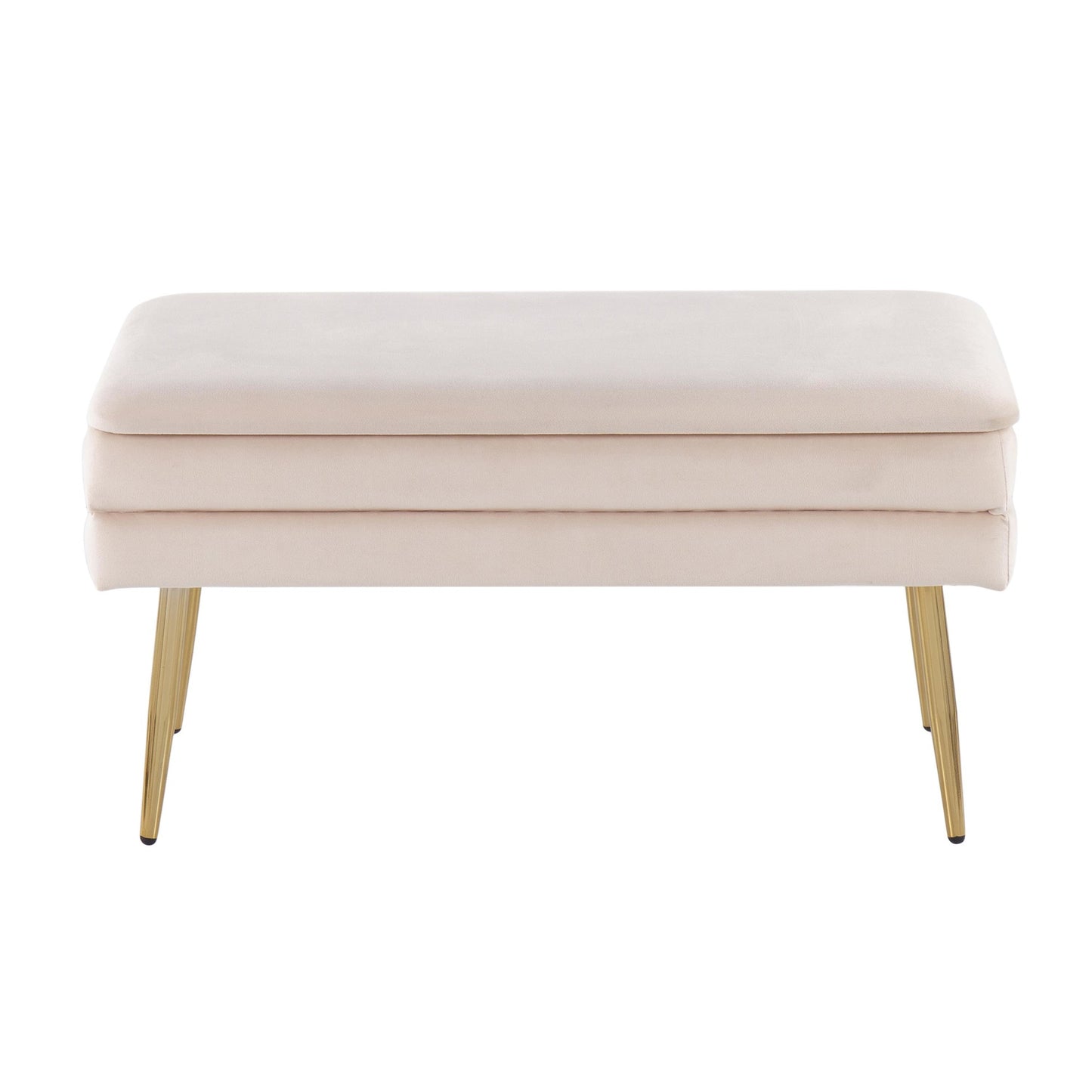 Majestic Office Furniture Contemporary/Glam Storage Bench in Gold Steel and Cream Velvet