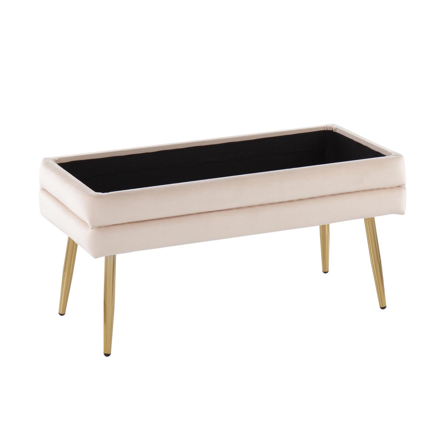 Majestic Office Furniture Contemporary/Glam Storage Bench in Gold Steel and Cream Velvet