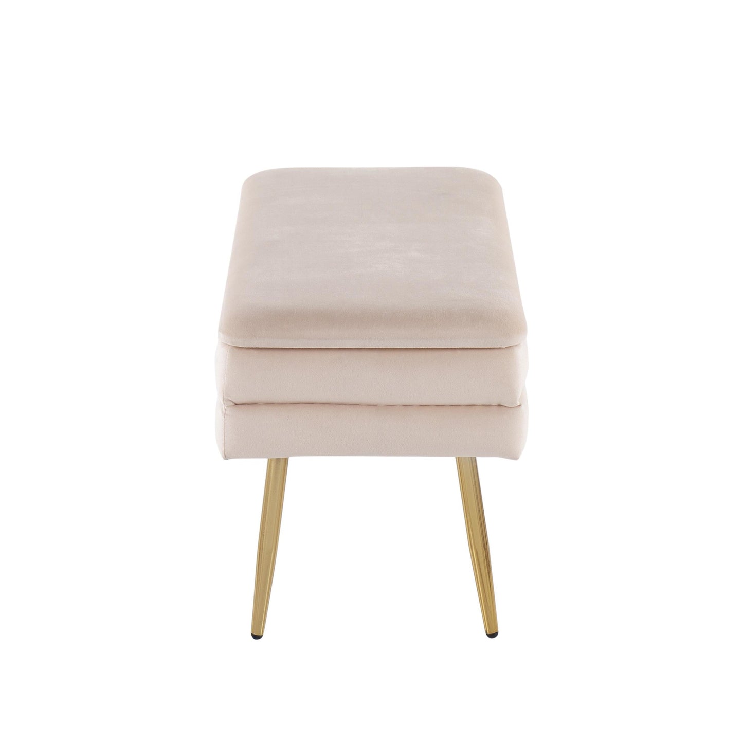 Majestic Office Furniture Contemporary/Glam Storage Bench in Gold Steel and Cream Velvet