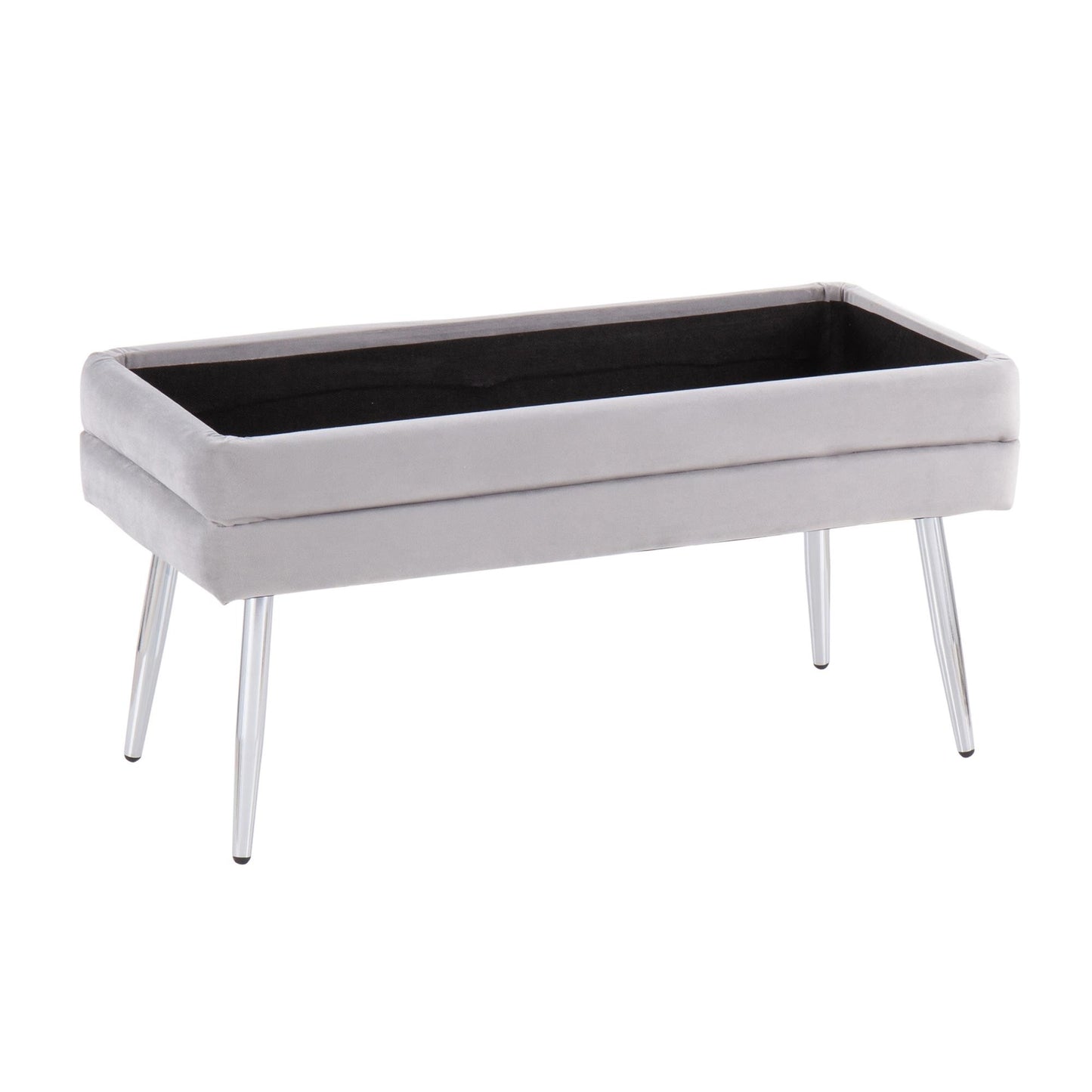 Majestic Office Furniture Contemporary/Glam Storage Bench in Gold Steel and Cream Velvet