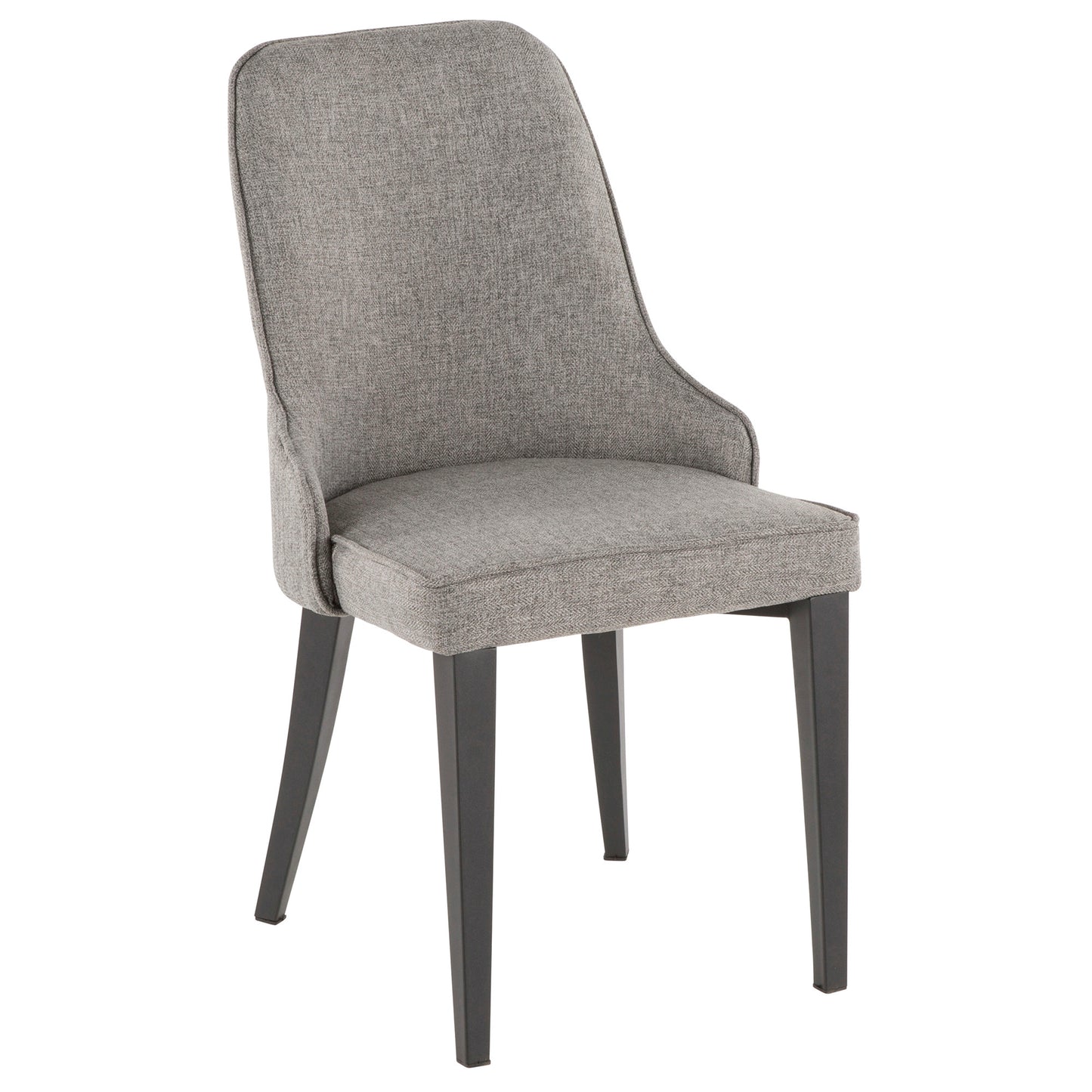 Nueva Contemporary Accent/Dining Chair in Black Metal and Grey Fabric - Set of 2