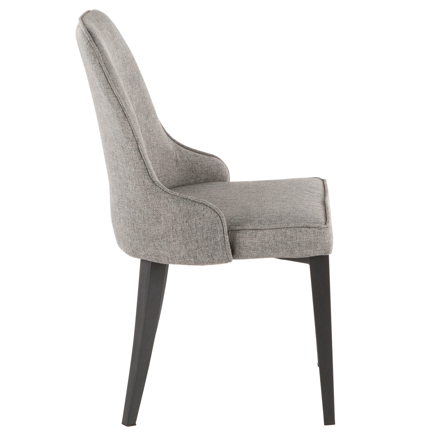 Nueva Contemporary Accent/Dining Chair in Black Metal and Grey Fabric - Set of 2