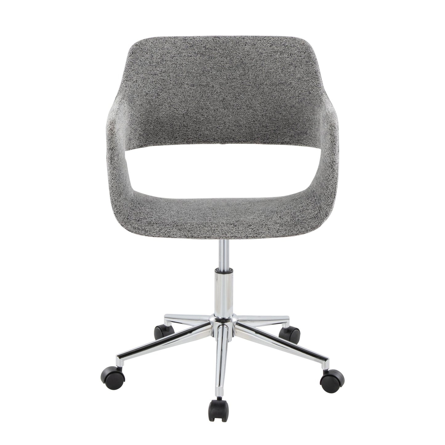 Majestic Office Furniture Contemporary Task Chair in Chrome Metal and Grey Fabric