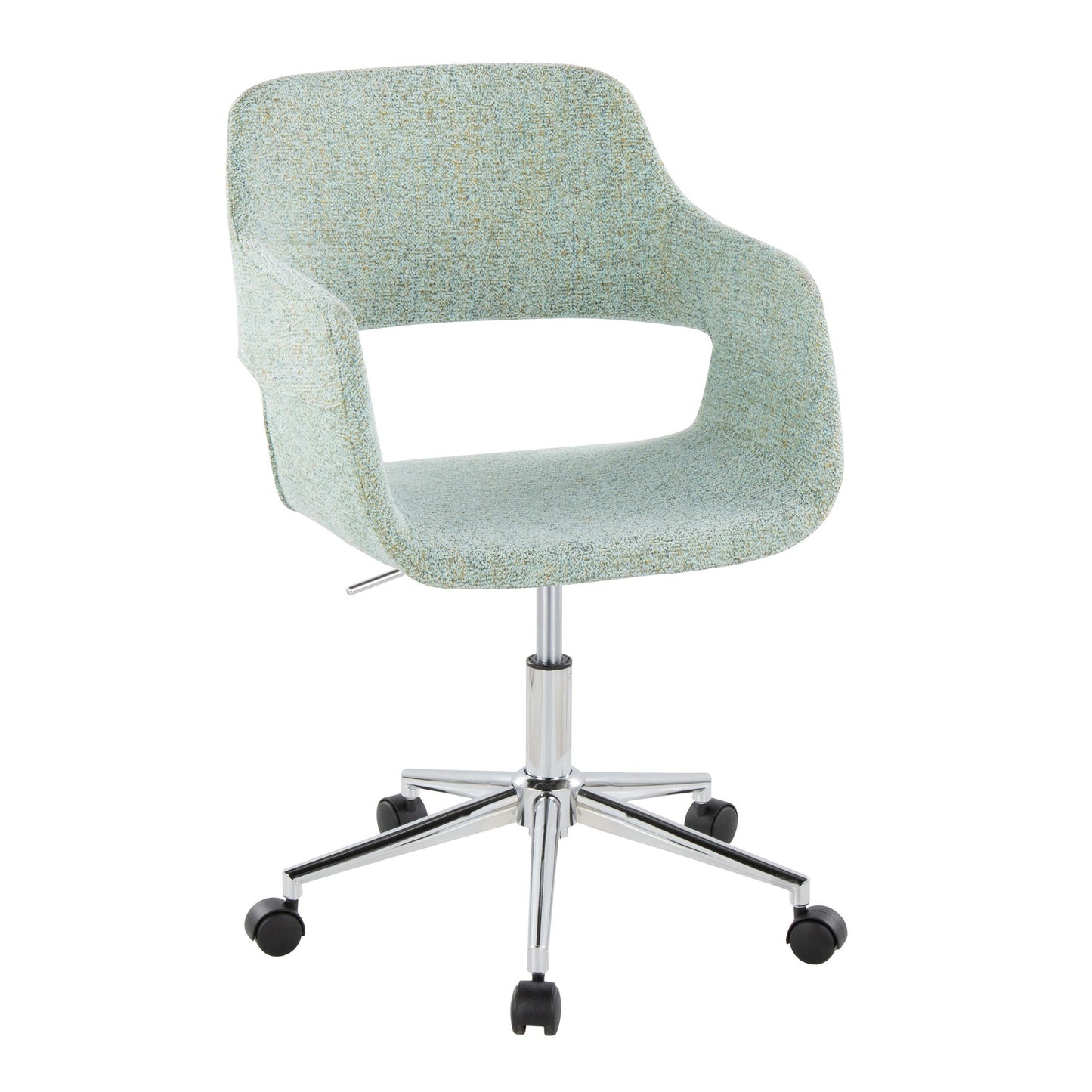 Majestic Office Furniture Contemporary Task Chair in Chrome Metal and Grey Fabric