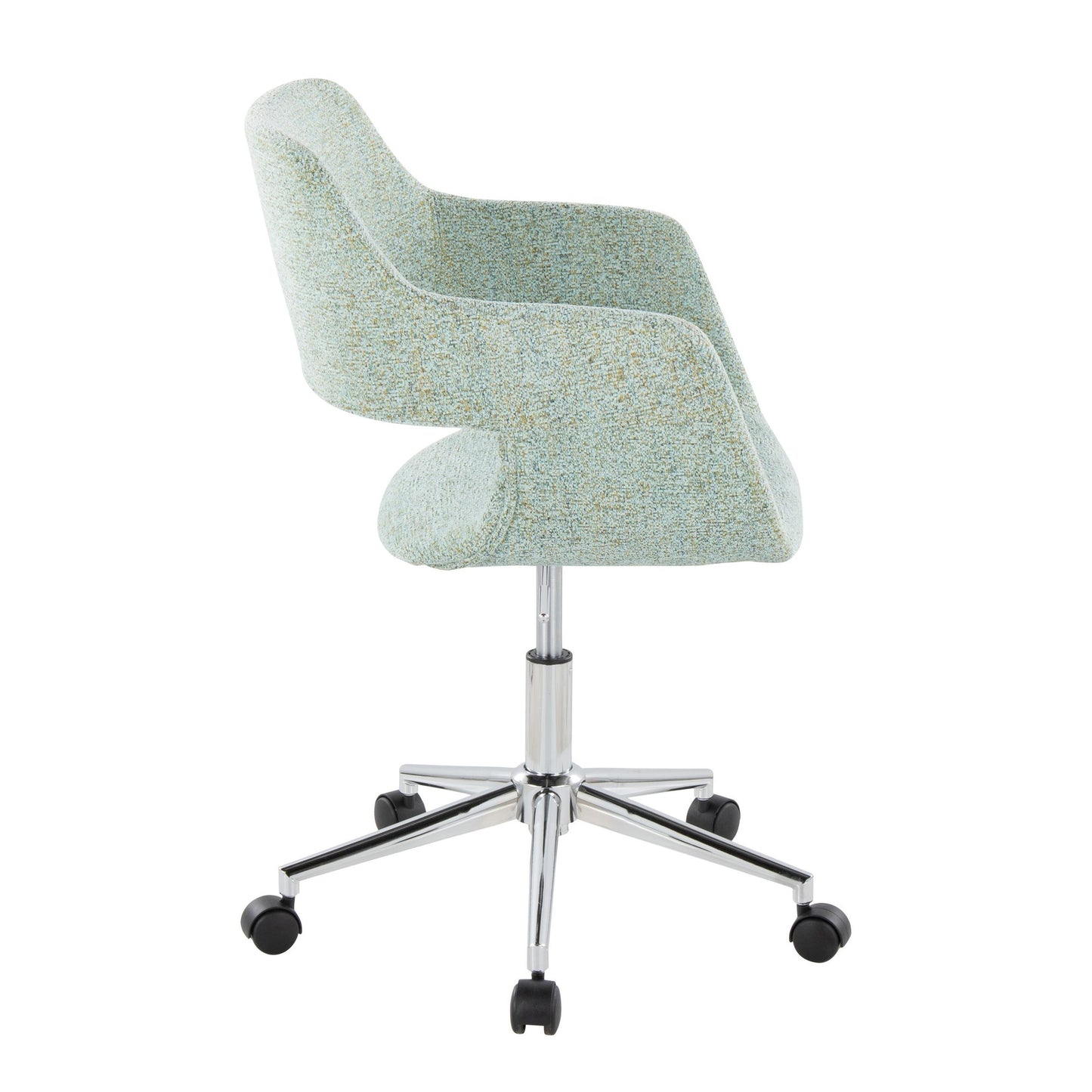 Majestic Office Furniture Contemporary Task Chair in Chrome Metal and Grey Fabric