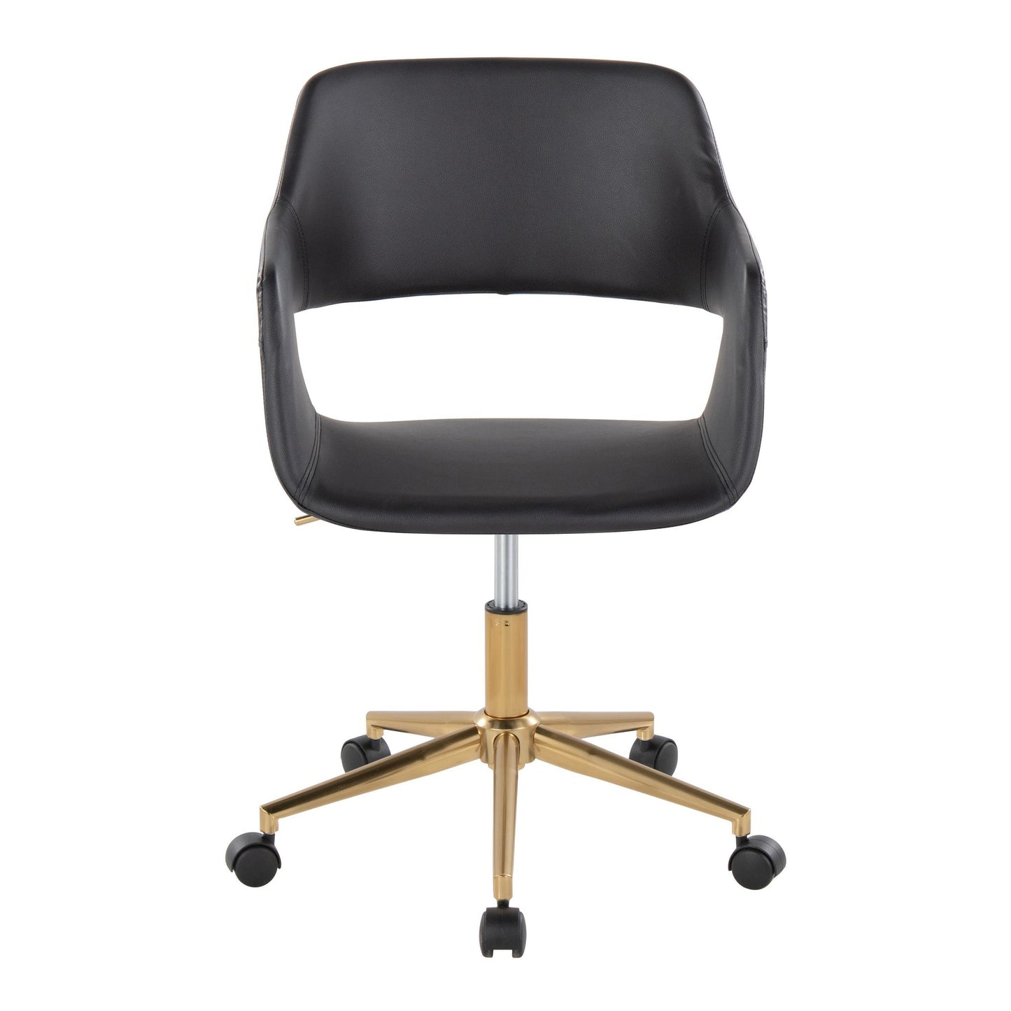 Majestic Office Furniture Contemporary Task Chair in Gold Metal and Black Faux Leather