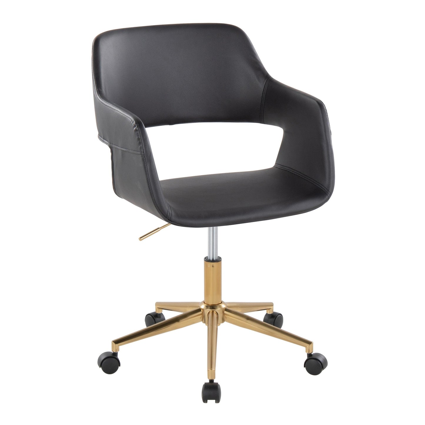 Majestic Office Furniture Contemporary Task Chair in Gold Metal and Black Faux Leather