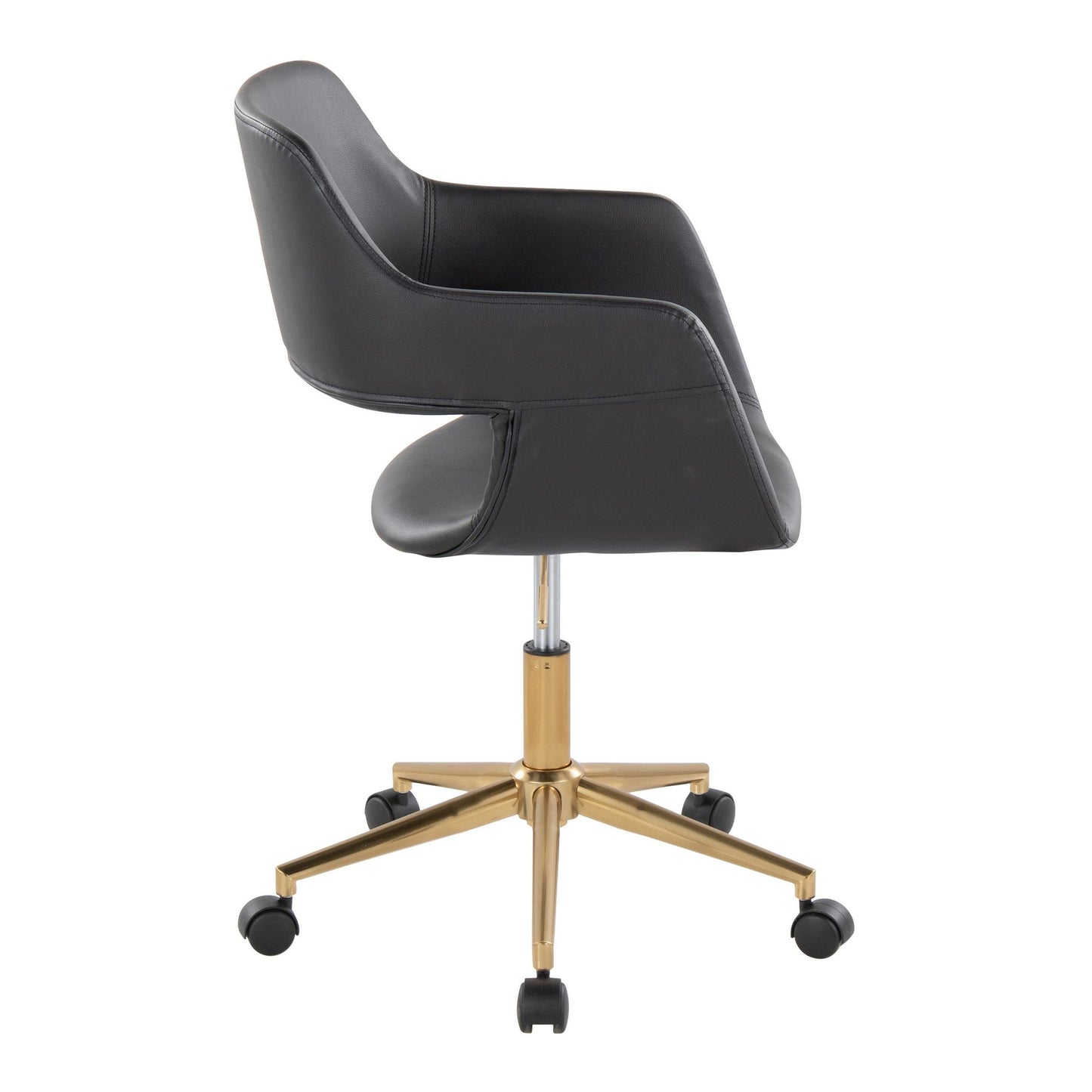 Majestic Office Furniture Contemporary Task Chair in Gold Metal and Black Faux Leather