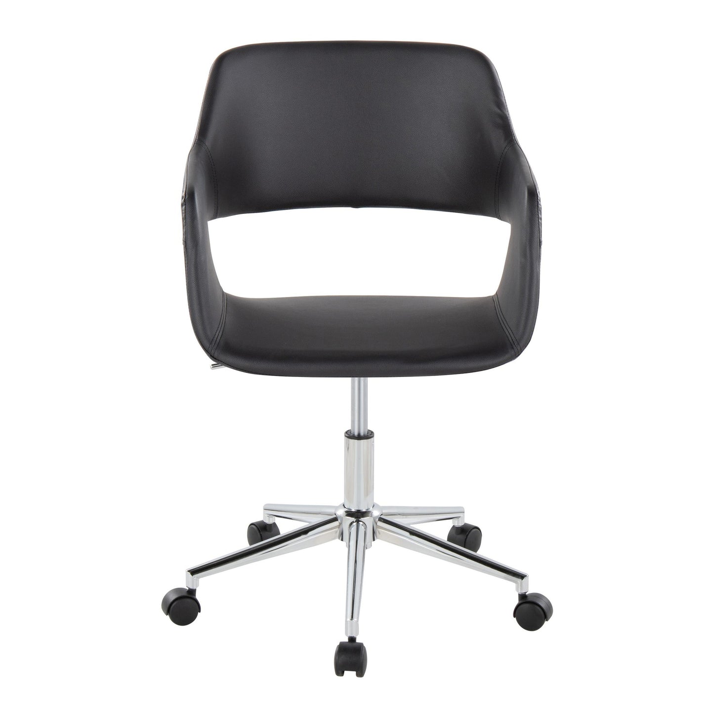 Majestic Office Furniture Contemporary Task Chair in Gold Metal and Black Faux Leather