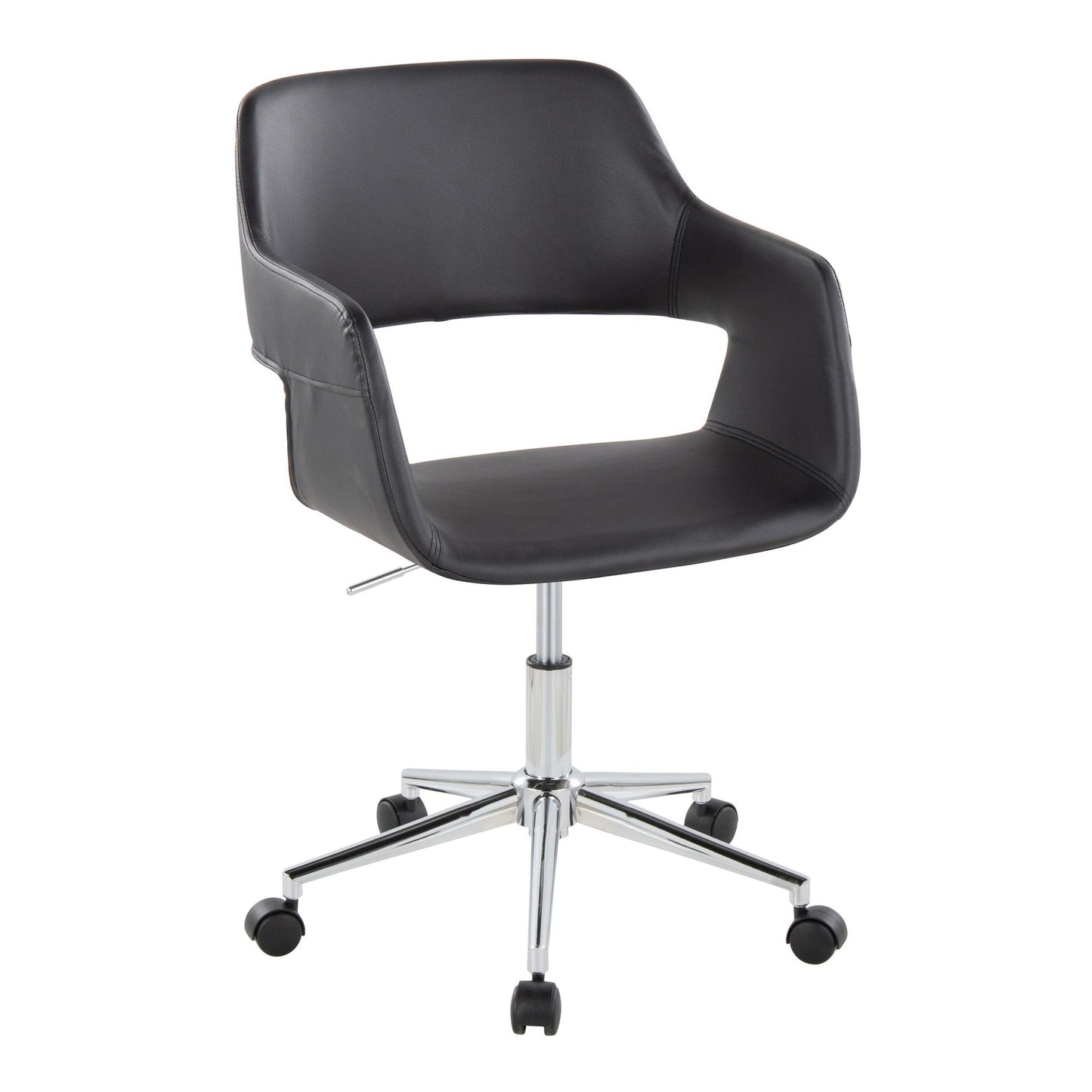 Majestic Office Furniture Contemporary Task Chair in Gold Metal and Black Faux Leather