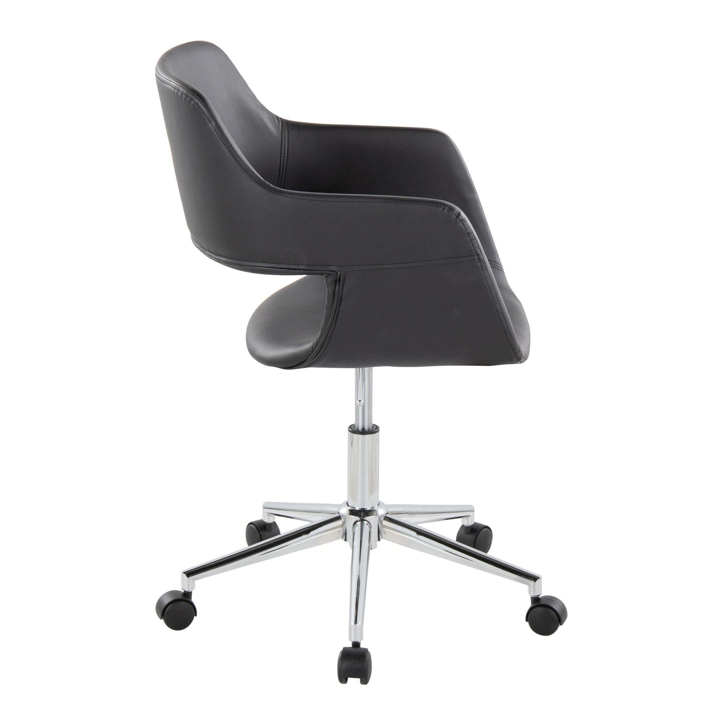 Majestic Office Furniture Contemporary Task Chair in Gold Metal and Black Faux Leather