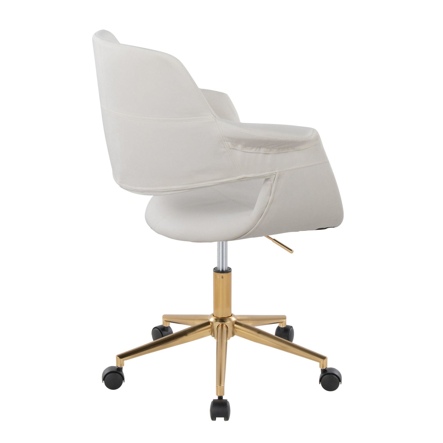 Majestic Office Furniture Flair Mid-Century Modern Office Chair in Gold Metal and Blue Velvet
