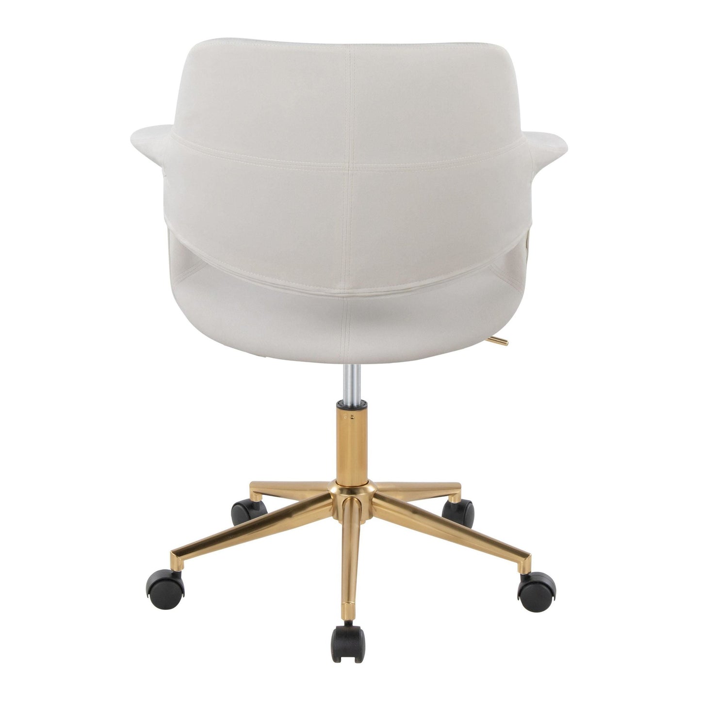 Majestic Office Furniture Flair Mid-Century Modern Office Chair in Gold Metal and Blue Velvet