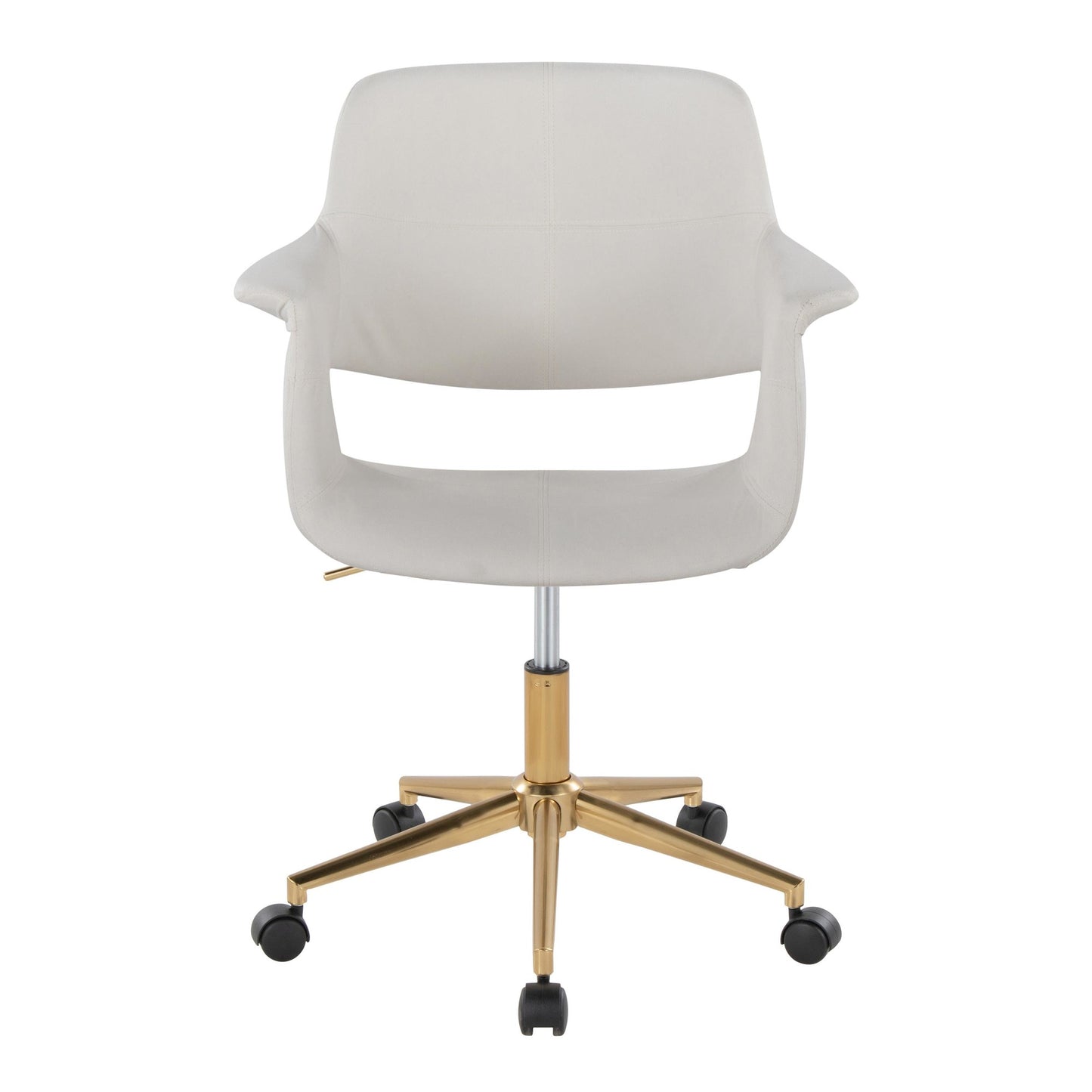 Majestic Office Furniture Flair Mid-Century Modern Office Chair in Gold Metal and Blue Velvet