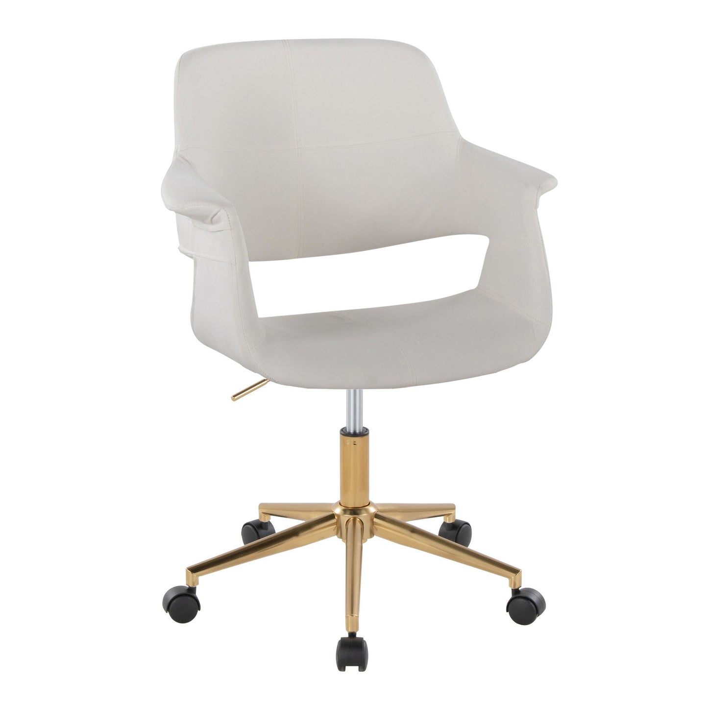 Majestic Office Furniture Flair Mid-Century Modern Office Chair in Gold Metal and Blue Velvet
