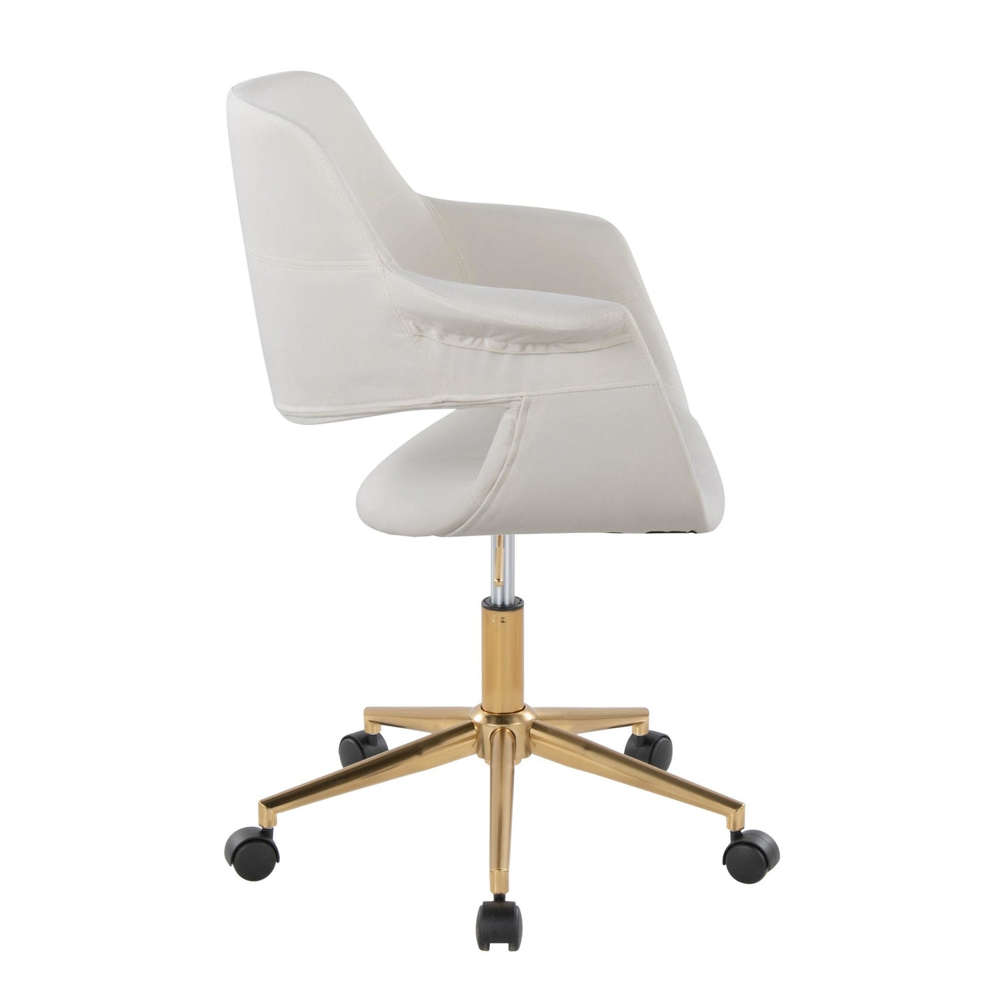 Majestic Office Furniture Flair Mid-Century Modern Office Chair in Gold Metal and Blue Velvet