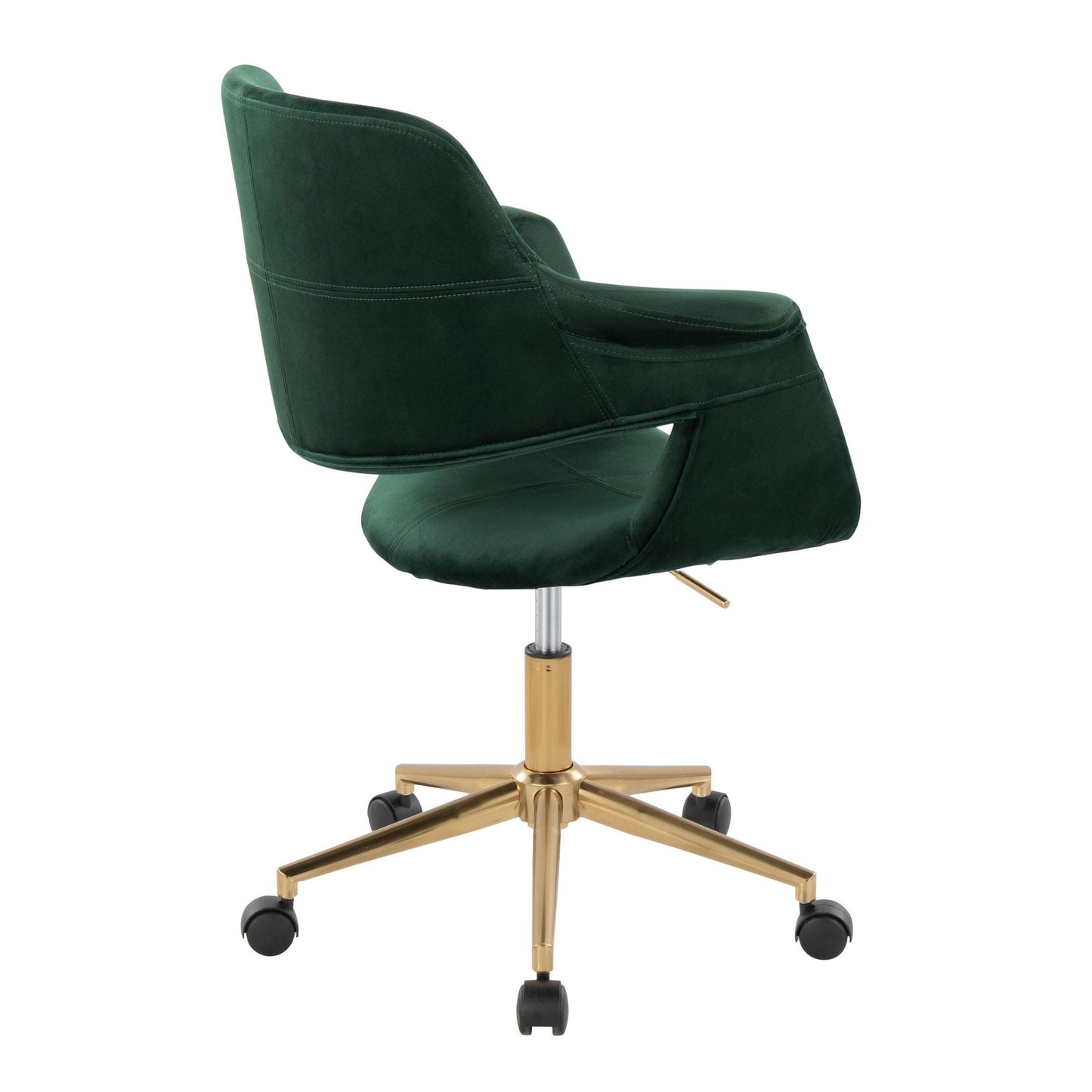 Majestic Office Furniture Flair Mid-Century Modern Office Chair in Gold Metal and Blue Velvet