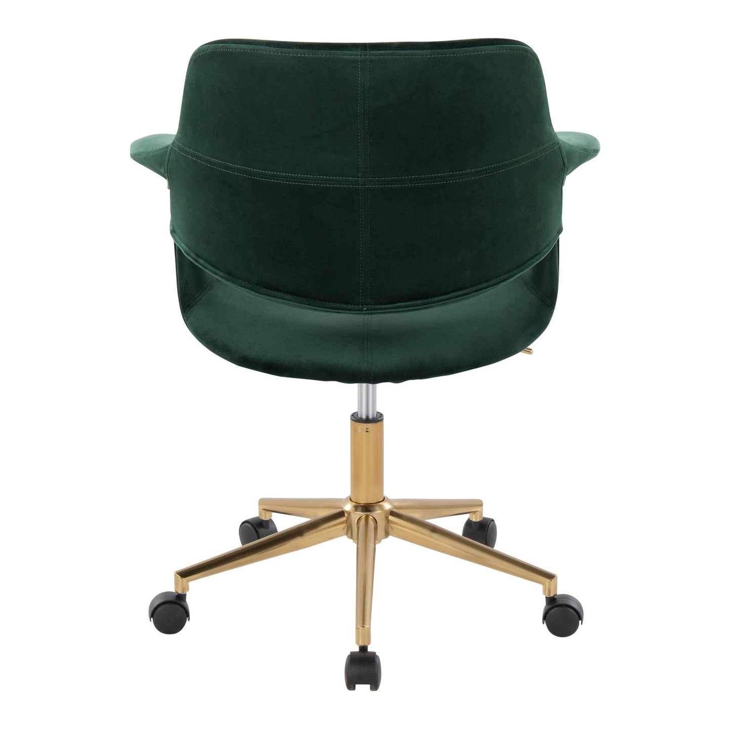 Majestic Office Furniture Flair Mid-Century Modern Office Chair in Gold Metal and Blue Velvet