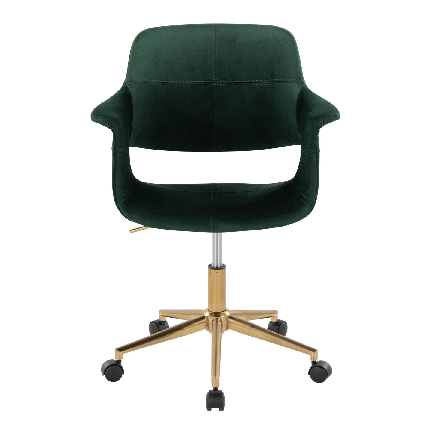 Majestic Office Furniture Flair Mid-Century Modern Office Chair in Gold Metal and Blue Velvet