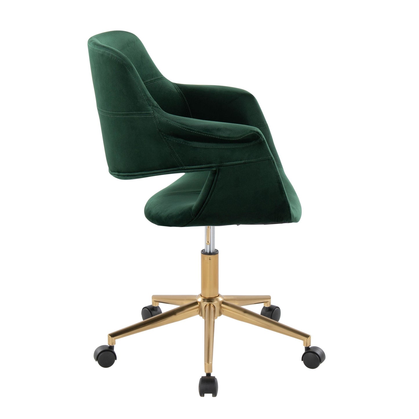 Majestic Office Furniture Flair Mid-Century Modern Office Chair in Gold Metal and Blue Velvet