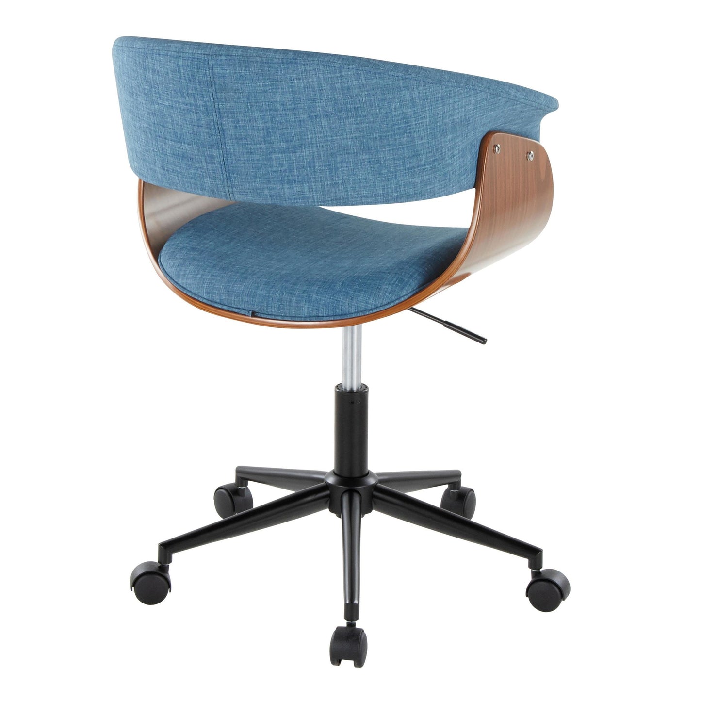 Majestic Office Furniture Mod Mid-Century Modern Office Chair in Gold Metal, Zebra Wood and Cream Fabric