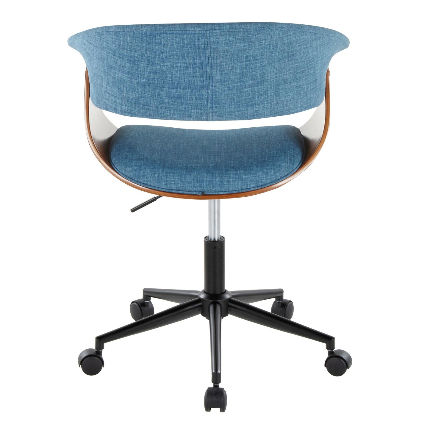 Majestic Office Furniture Mod Mid-Century Modern Office Chair in Gold Metal, Zebra Wood and Cream Fabric