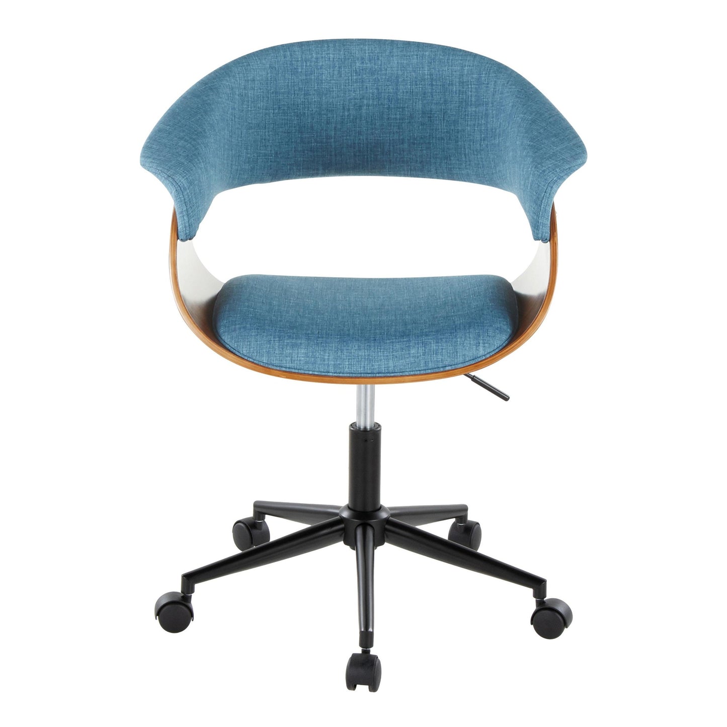 Majestic Office Furniture Mod Mid-Century Modern Office Chair in Gold Metal, Zebra Wood and Cream Fabric