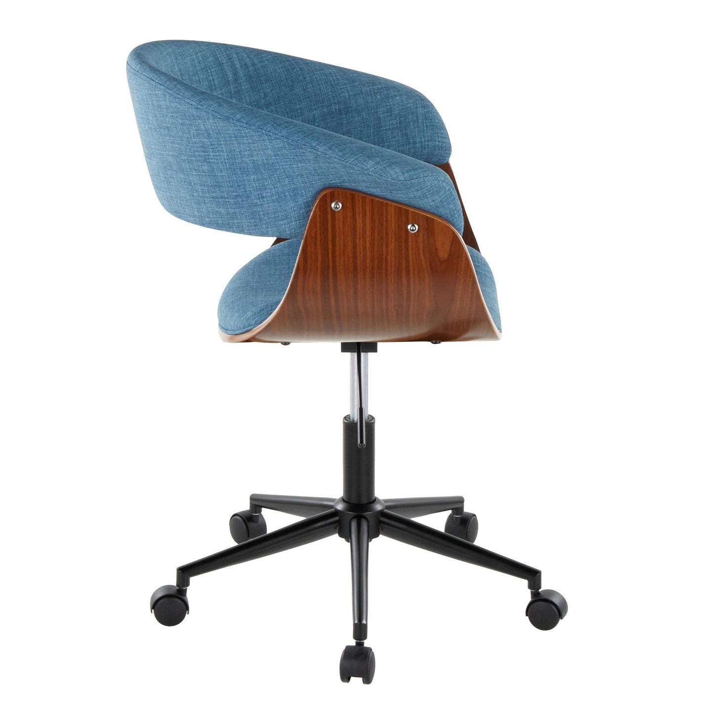 Majestic Office Furniture Mod Mid-Century Modern Office Chair in Gold Metal, Zebra Wood and Cream Fabric