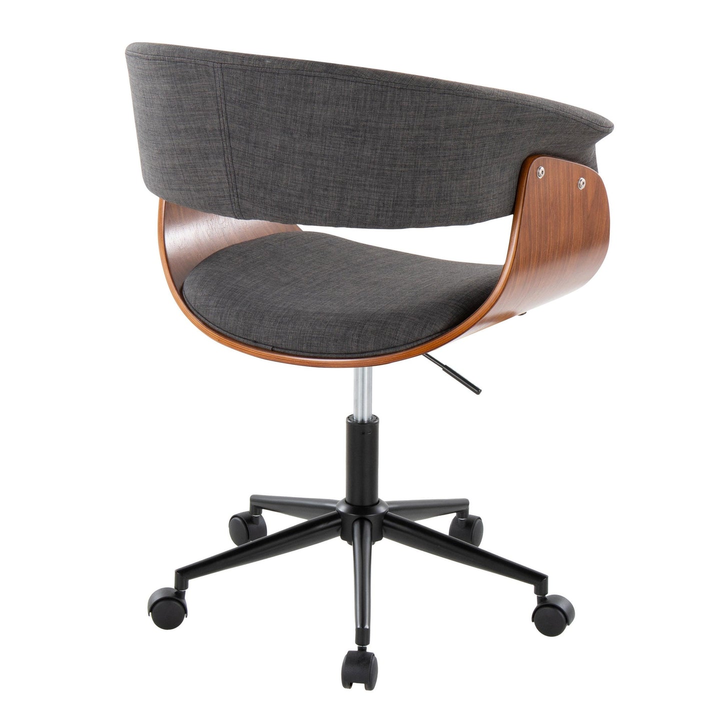 Majestic Office Furniture Mod Mid-Century Modern Office Chair in Gold Metal, Zebra Wood and Cream Fabric
